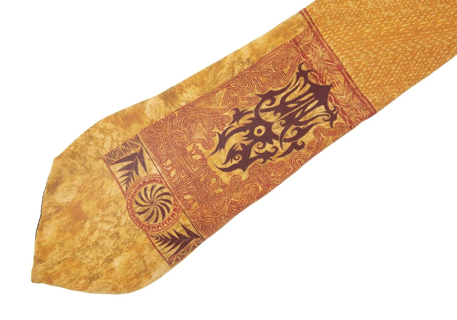 Jean Paul Gaultier Silk Rival Print Tie in Mustard Size ONE SIZE - 6 Thumbnail