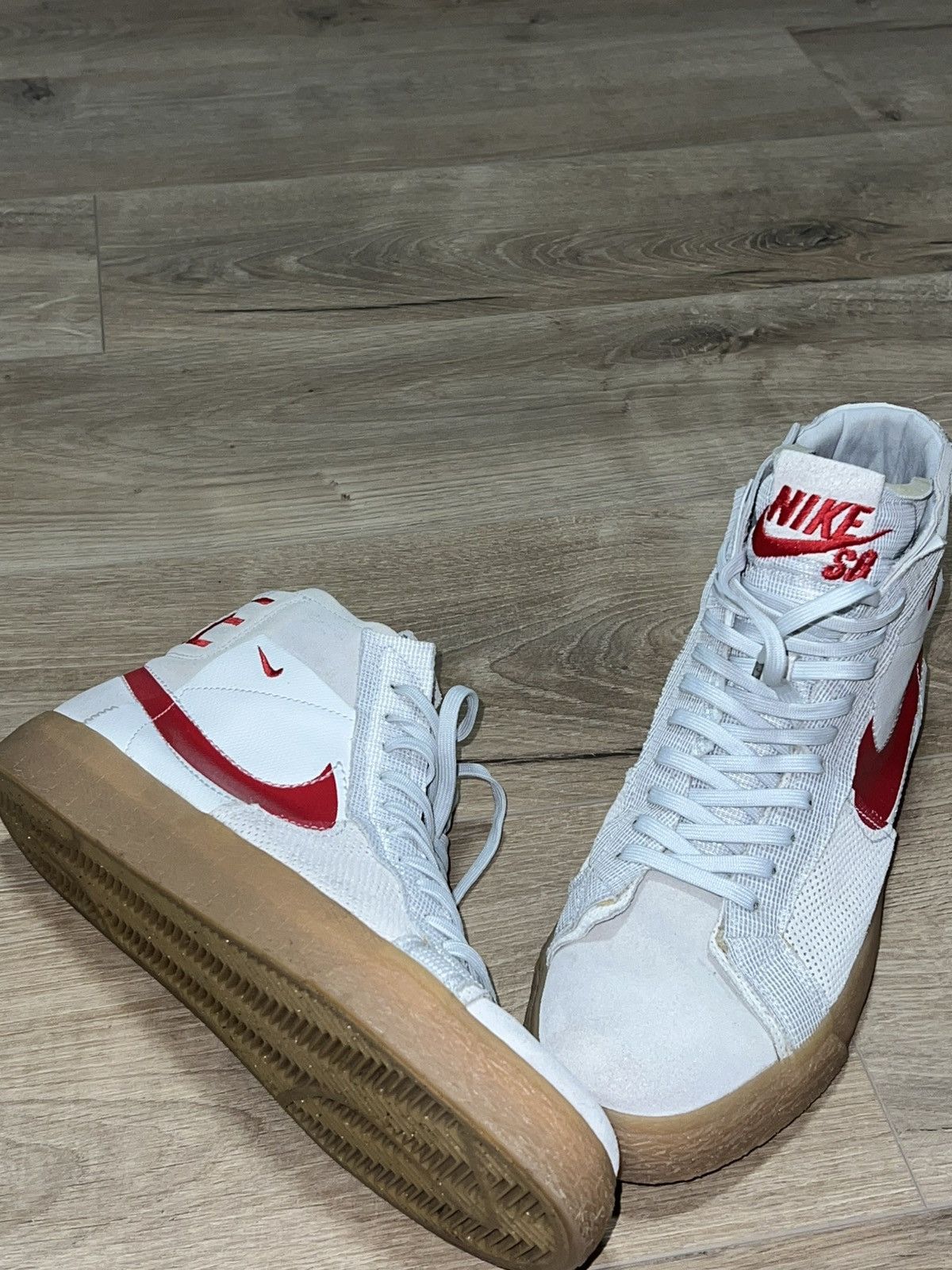 Nike × Vintage Nike SB Zoom Blazer Mid Prm Shoes white/grey Size US 10.5 / EU 43-44 - 1 Thumbnail
