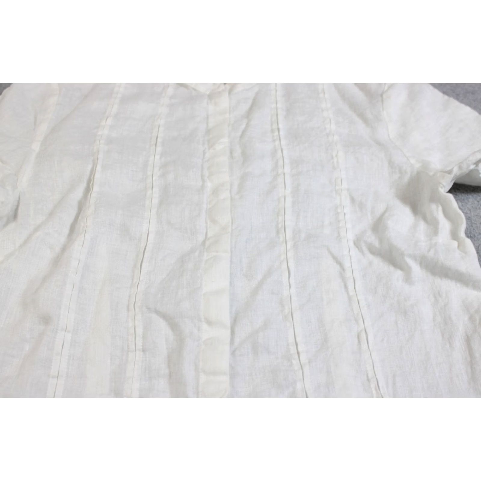 Vintage Sundance Linen Shirt Women 10 White Short Sleeve Button Pleated Boho Coastal Size L / US 10 / IT 46 - 5 Thumbnail