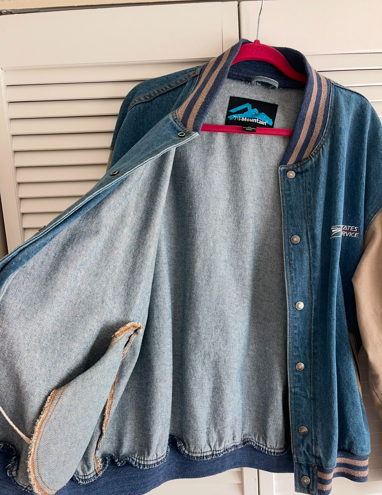 Vintage USPS Denim Bomber Varsity Jacket Size US XL / EU 56 / 4 - 3 Thumbnail
