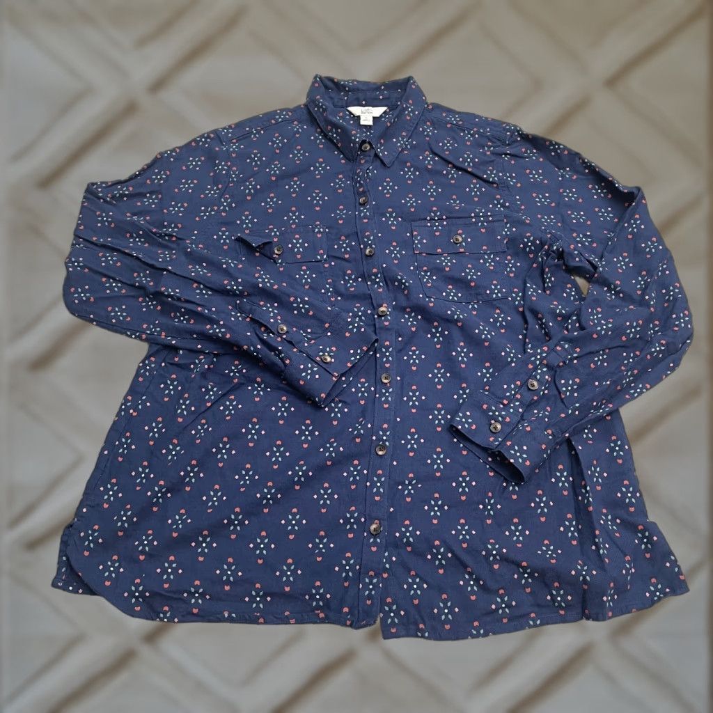 Croft & Barrow Croft & Barrow Printed Button Down Shirt Womens XL Blue Long Sleeve Casual Top Size XL / US 12-14 / IT 48-50 - 1 Thumbnail