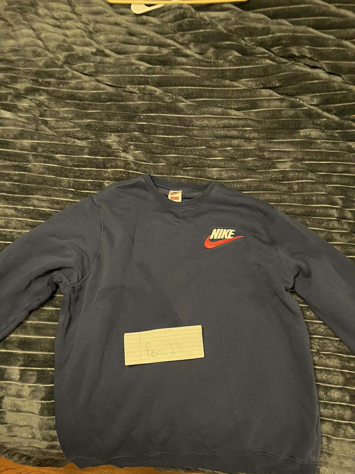 Nike × Supreme SUPREME/NIKE Navy Crewneck Sweatshirt FW18 | Grailed