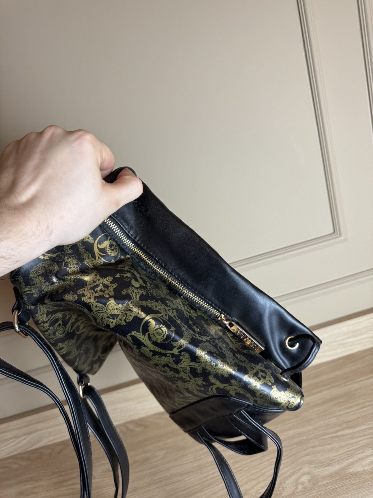 Versace Versace Parfums Black Nylon Leather Backpack O/S Size ONE SIZE - 4 Thumbnail