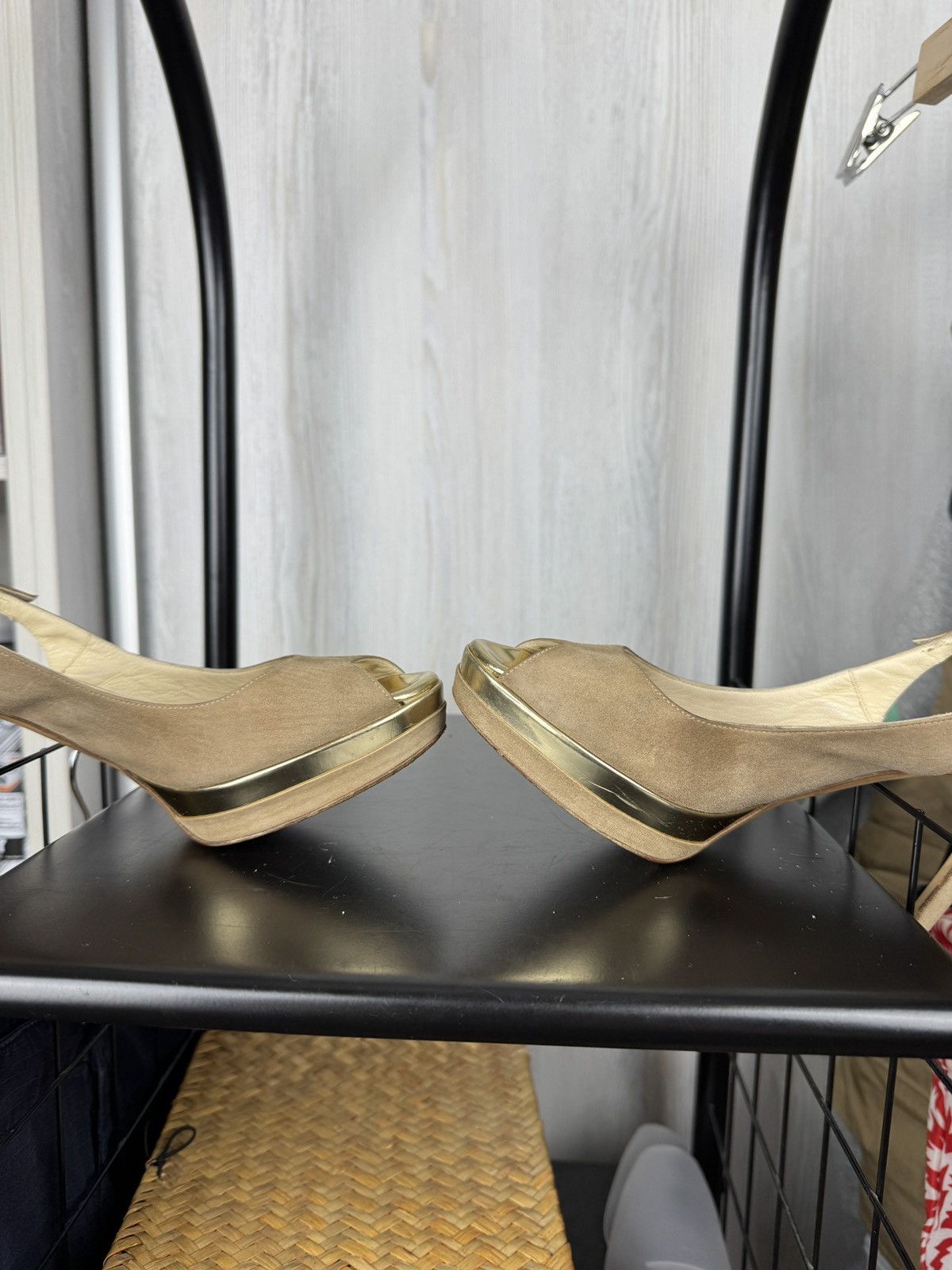 Jimmy Choo JIMMY CHOO Suede Mirrored Platform Open Toe Heels Pumps 7.5 Size US 7.5 / IT 37.5 - 16 Thumbnail