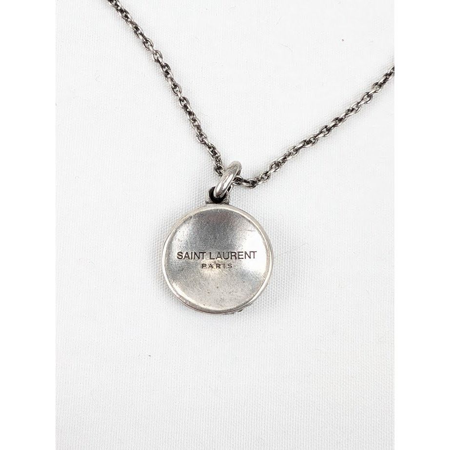 Saint Laurent Paris o1rshd1 Size: OS / Brass Medaille Rose Necklace Argent Oxyde Size ONE SIZE - 6 Thumbnail