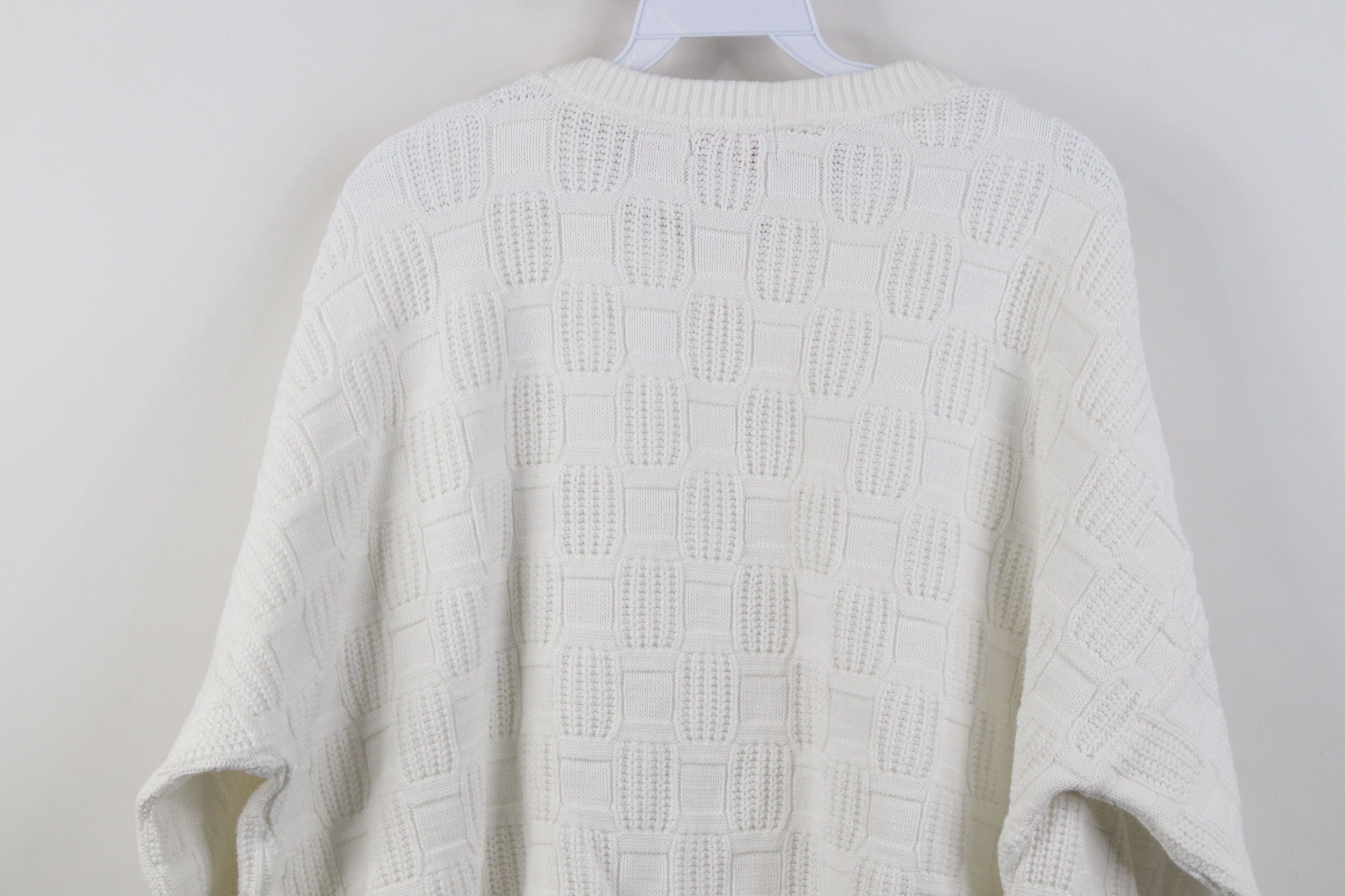 Vintage Vintage 90s Streetwear Checkered Knit Sweater White USA Size US XL / EU 56 / 4 - 8 Thumbnail