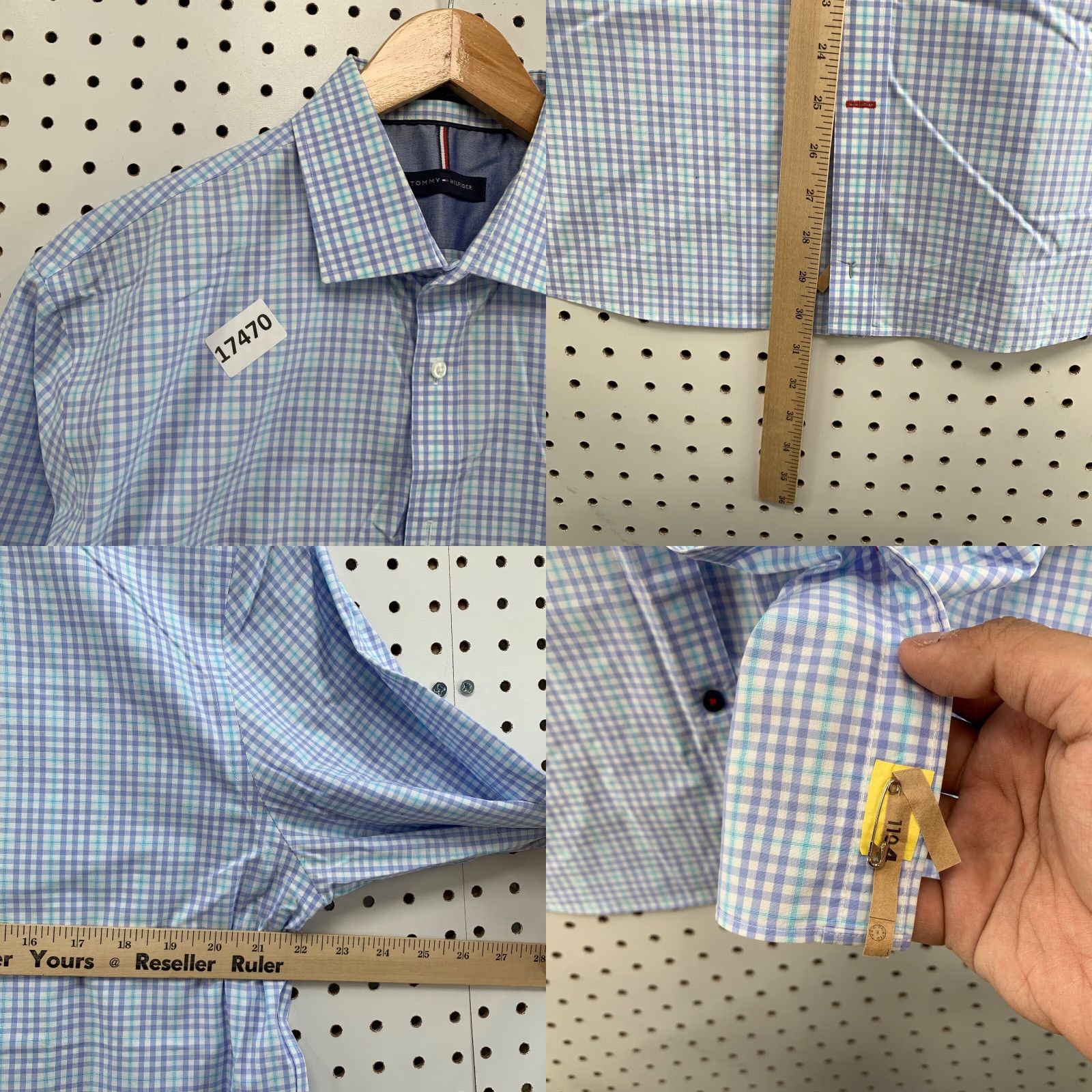 Tommy Hilfiger Tommy Hilfiger Button Shirt Long Sleeve Mens Size 16.5 34/35 White Purple Check Size US XL / EU 56 / 4 - 8 Thumbnail