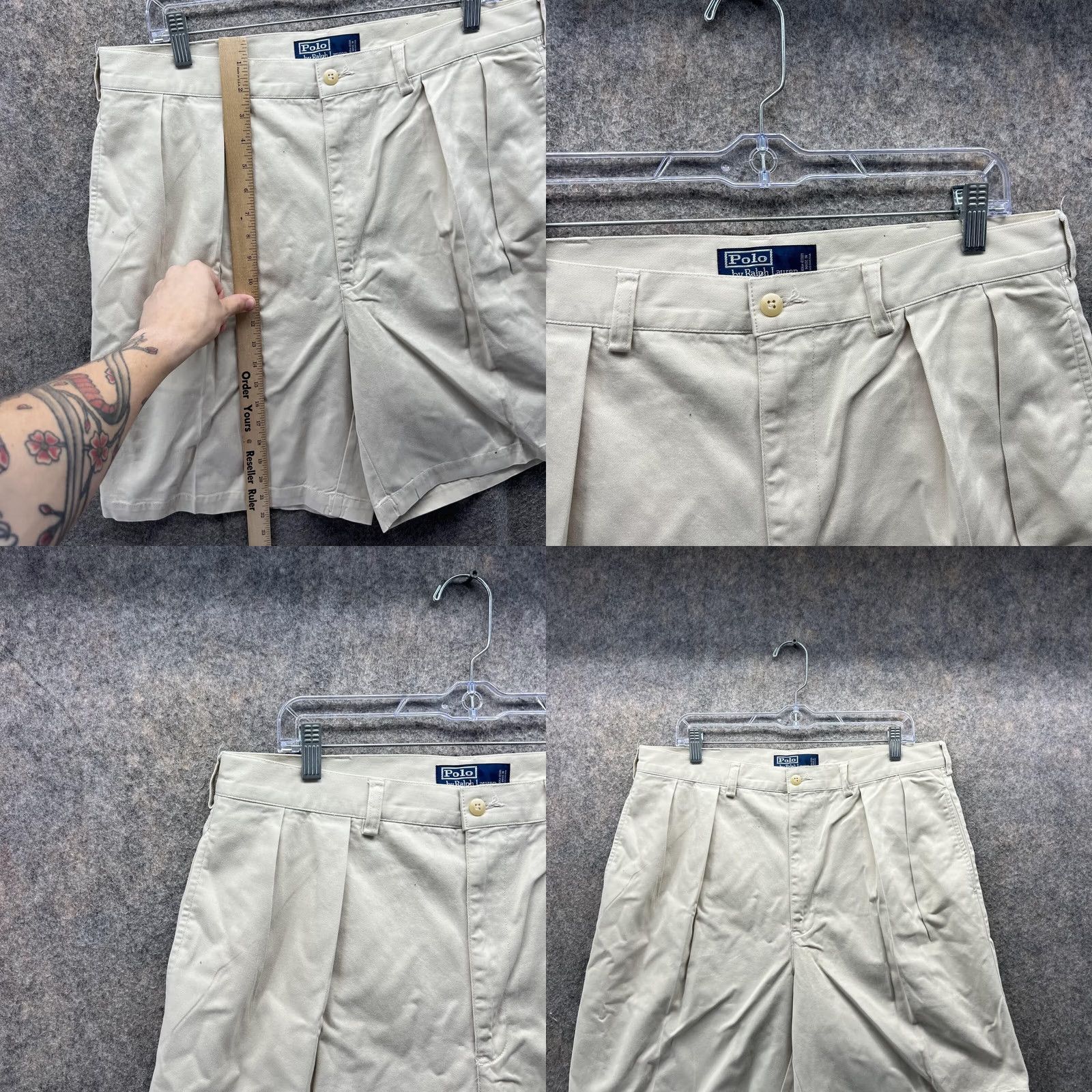 Polo Ralph Lauren Polo Ralph Lauren Shorts Men 36 Khaki Chino Pleated Tan Beige Cotton Classic Vintage? No - (Note: Original title says Vintage: No) Size US M / EU 48-50 / 2 - 8 Thumbnail