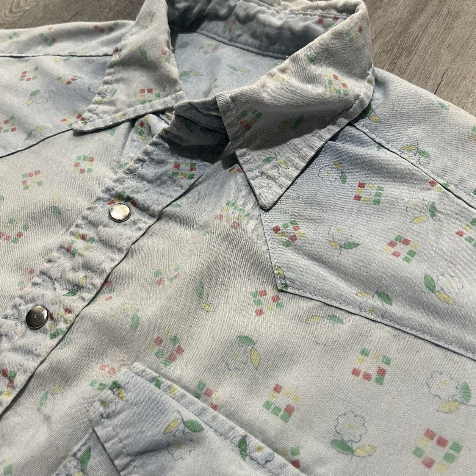 Vintage VTG 70s Sun Faded Rockabilly Metal Snap Floral Print Shirt Size US L / EU 52-54 / 3 - 5 Thumbnail