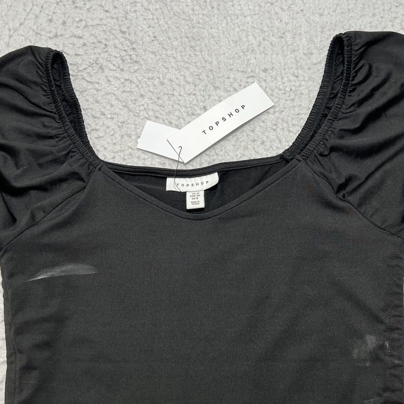 Topshop TopShop Puff Sleeve V-Neck Top Pullover Fabric Tie Shirt Size M / US 6-8 / IT 42-44 - 2 Thumbnail