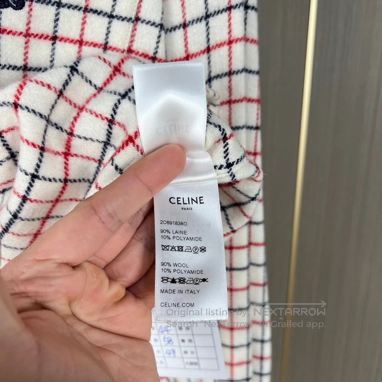 Celine CELINE Embroidered Arc de Triomphe Plaid Wool Shirt| Size XXS / US 00 / IT 34 - 3 Thumbnail