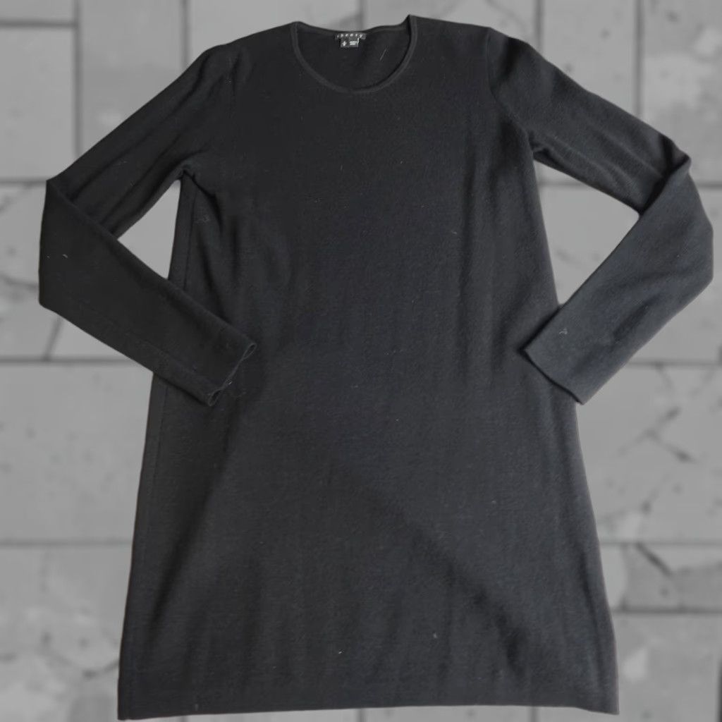 Theory Theory Dress Large Black Solid Wool Blend Sweater Long Sleeve Womens Crew Neck Casual Business Knee Length 01/202? (adjusted for clarity) Size L / US 10 / IT 46 - 1 Thumbnail