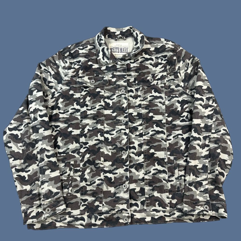 White Mark Whitemark Jacket Women's 2XL Military Camo Denim Trucker Stretch Outdoor Casual Denim Jacket Cargo Camouflage Trucker Casual Womens 2XL Blue Navy Size XXL / US 16-18 / IT 52-54 - 1 Thumbnail