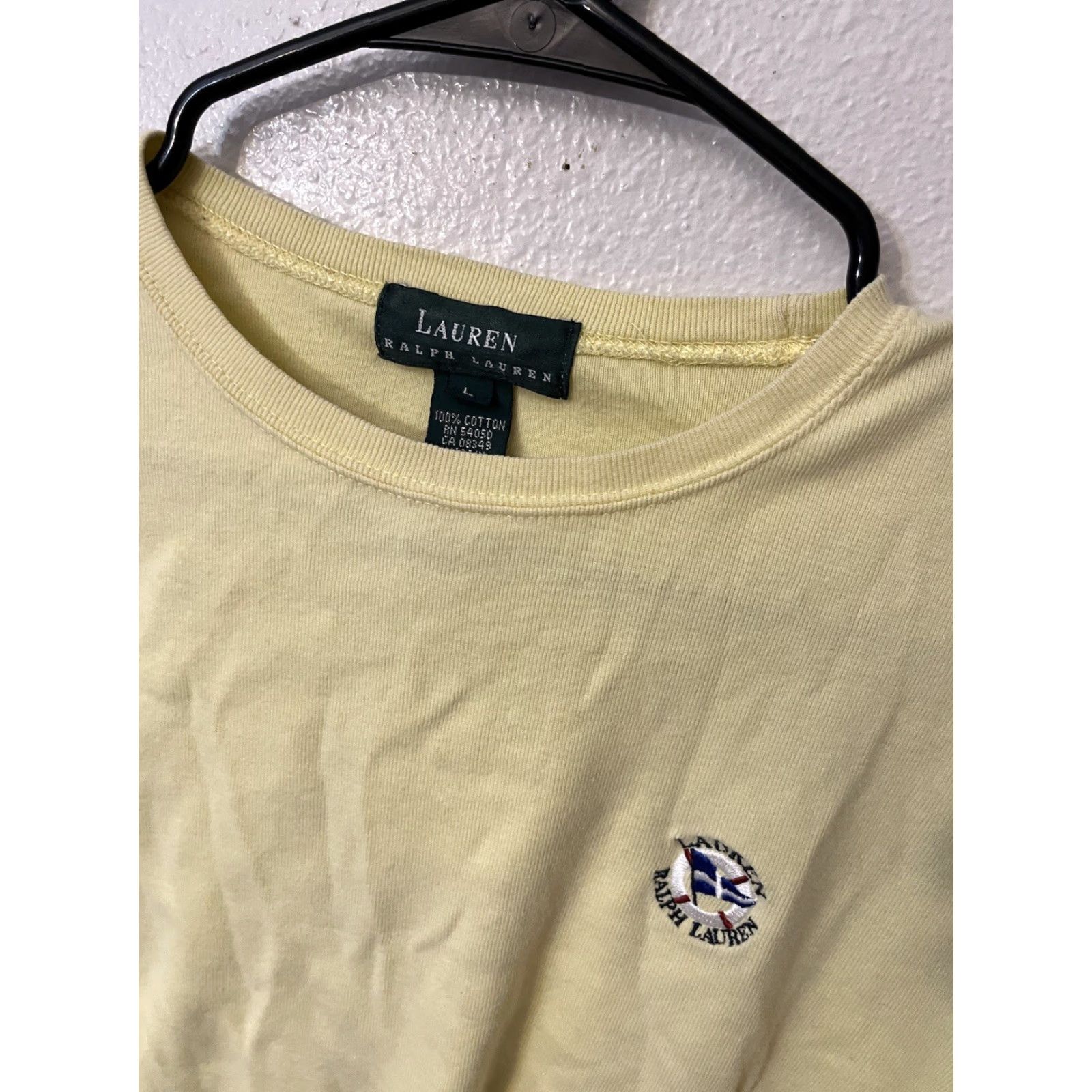 Ralph Lauren VINTAGE Lauren Ralph Lauren Cotton T-Shirt Women Large Yellow Crew Neck Solid Short Sleeve Basic Size L / US 10 / IT 46 - 3 Thumbnail