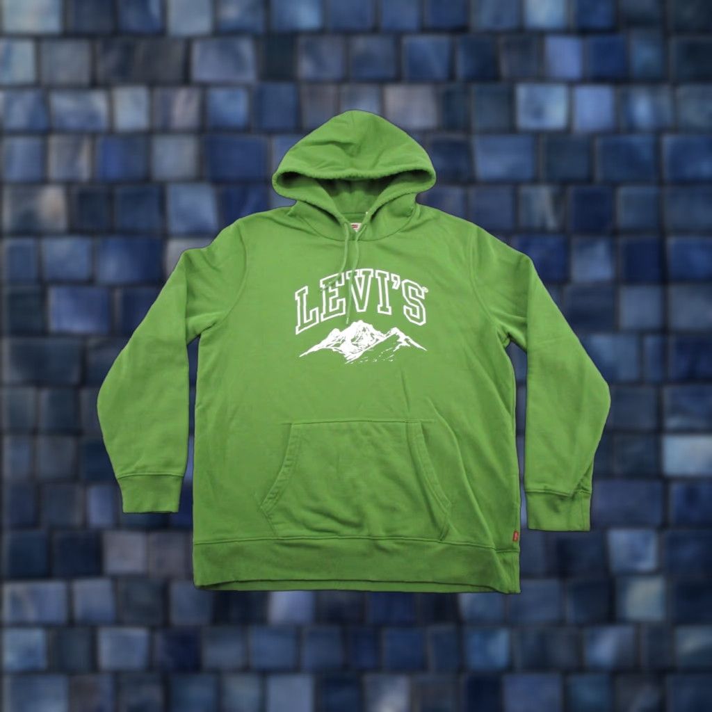 Levi's Levi's Mountain Logo Graphic Pullover Hoodie Mens Size L Outdoors Green Cotton Logo All Seasons Hooded Sports Vintage No Size US L / EU 52-54 / 3 - 1 Thumbnail