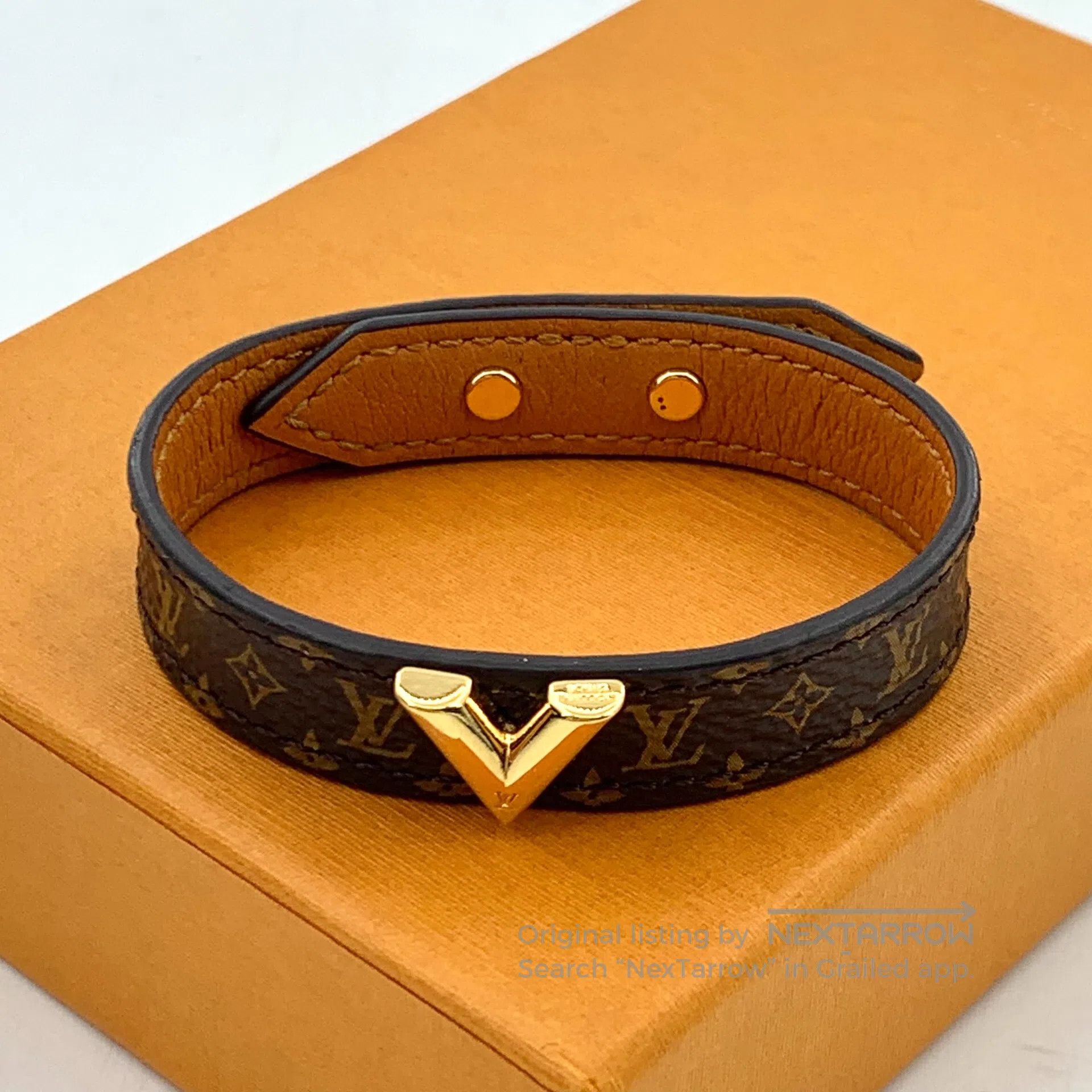 Louis Vuitton Louis Vuitton Dark Brown Logo Monogram Calfskin Bracelet| Size ONE SIZE - 1 Thumbnail