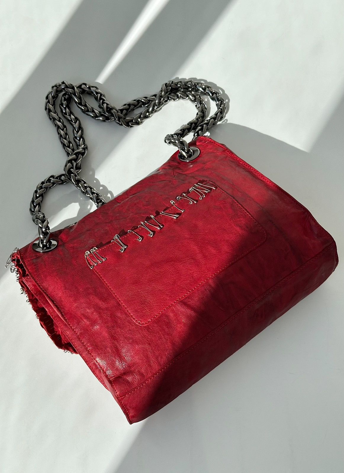 Balmain BALMAIN by Decarnin SS2011 Safety Pin Red Leather Bag runway Size ONE SIZE - 14 Thumbnail