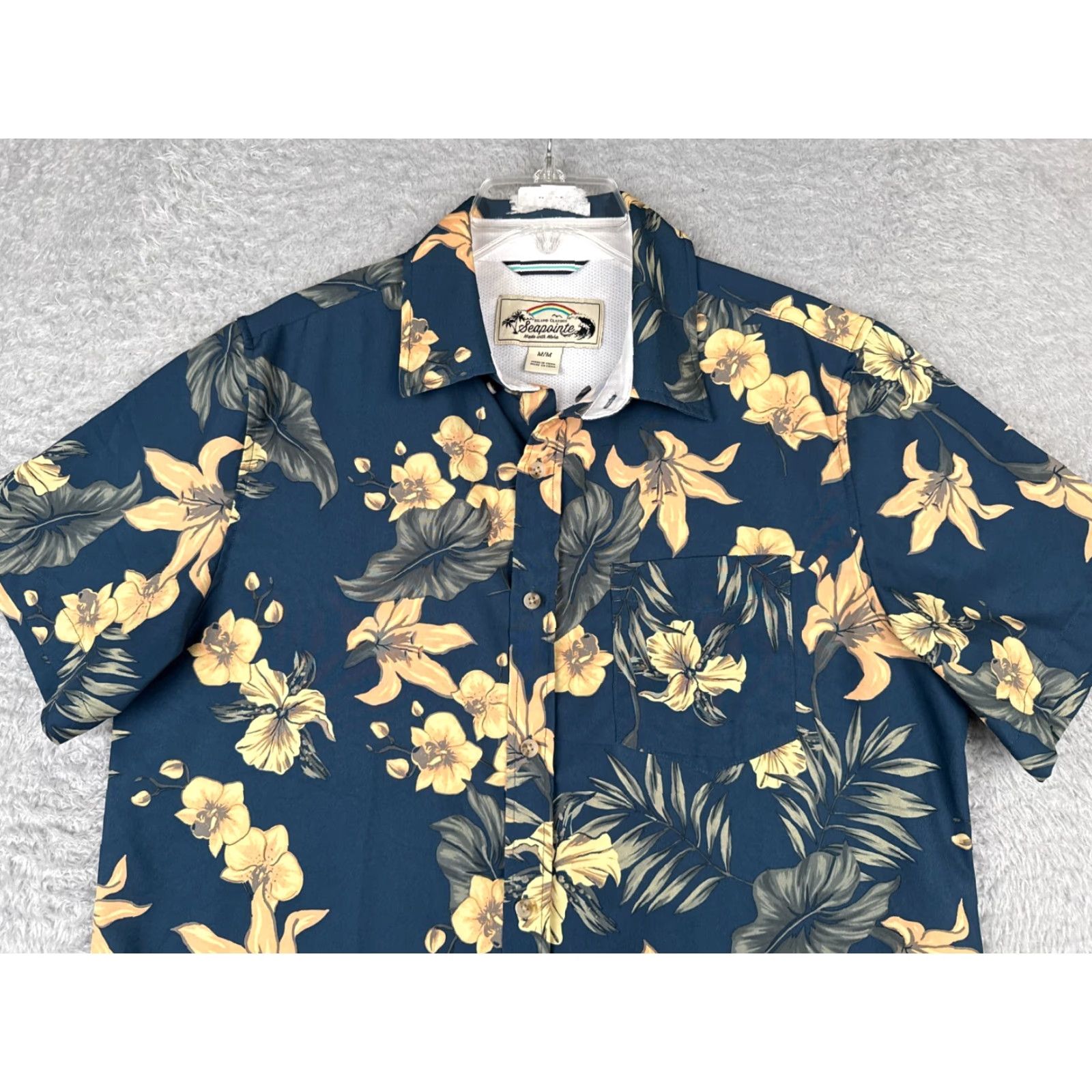 Lapointe Seapointe Shirt Men Medium Blue Yellow Floral Button-Up Hawaiian Size US M / EU 48-50 / 2 - 4 Thumbnail