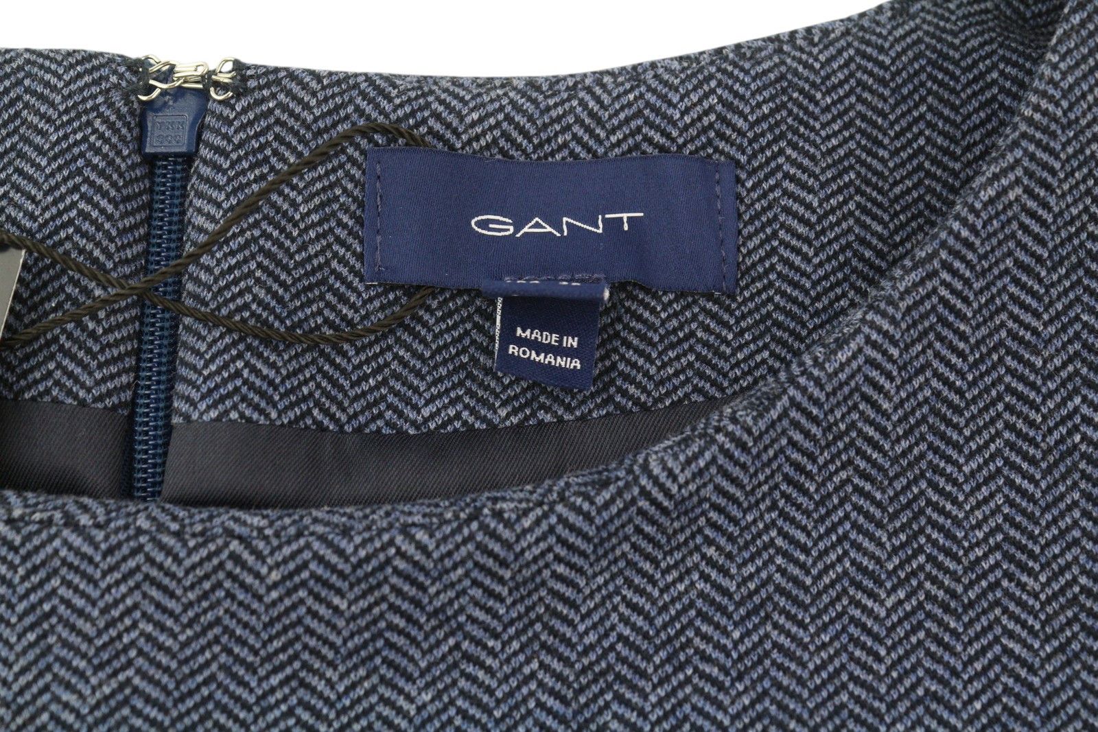 Gant HERRINGBONE JERSE EU36 Blue Round Neck Dress 85195 Size S / US 4 / IT 40 - 7 Thumbnail