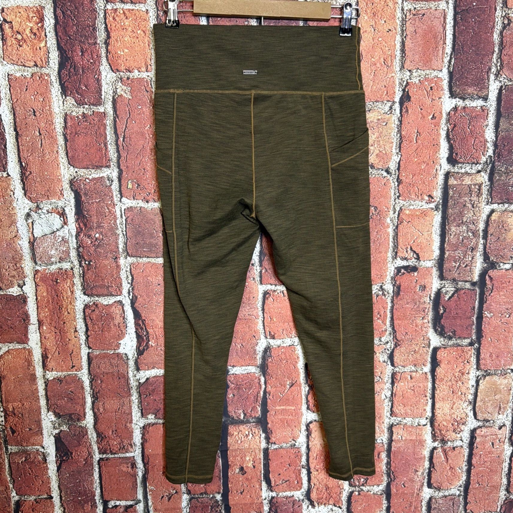 Prana prAna Leggings Womens XL Brown Ribbed Ankle Pockets Slim Pull On Size 40" / US 18 - 3 Thumbnail
