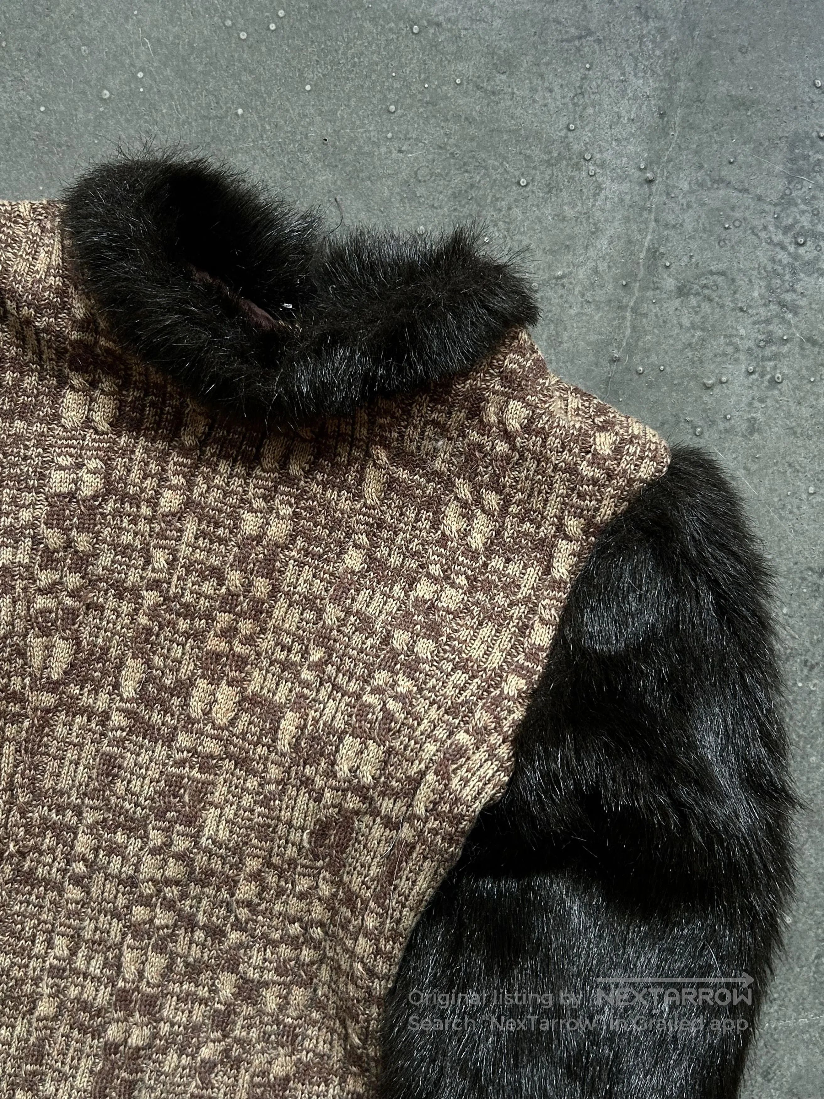 Japanese Brand knitted woven dress with fur sleeves. Size M / US 6-8 / IT 42-44 - 8 Thumbnail