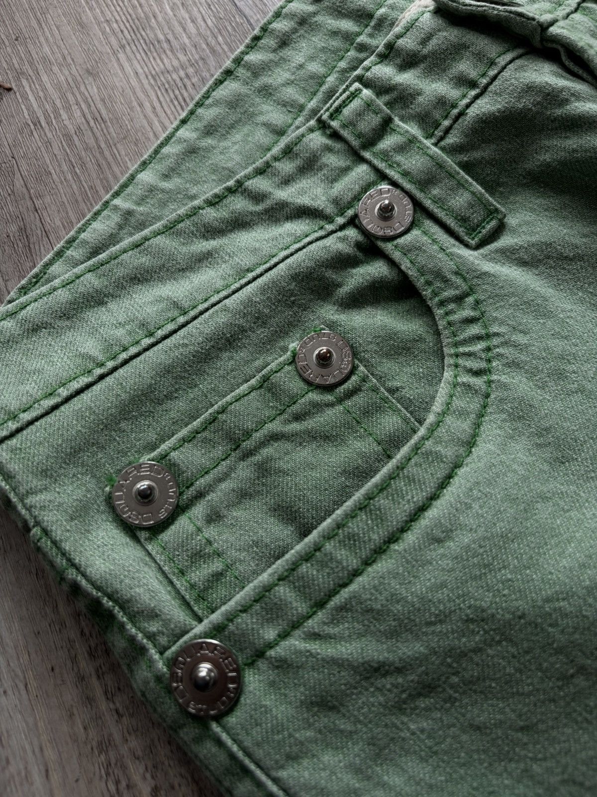 Dsquared2 2004 Dsquared green washed denim jeans big buttons Size US 31 - 3 Thumbnail
