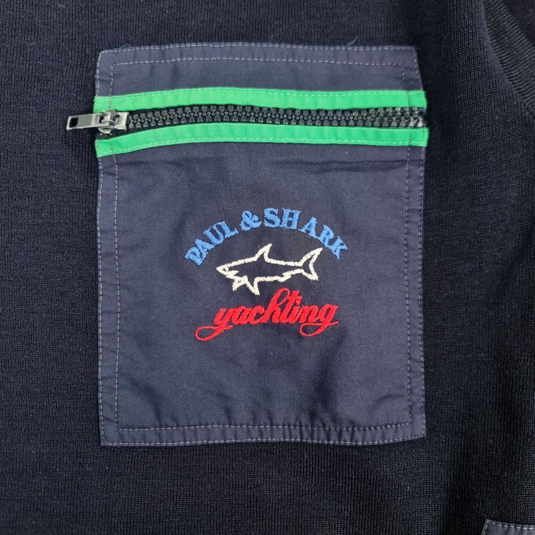 Paul & Shark VINTAGE Paul & Shark Jumper Mens Pullover Knit Navy Blue Large Cotton Crew Neck Knitwear Pullover with Pockets Size US L / EU 52-54 / 3 - 5 Thumbnail