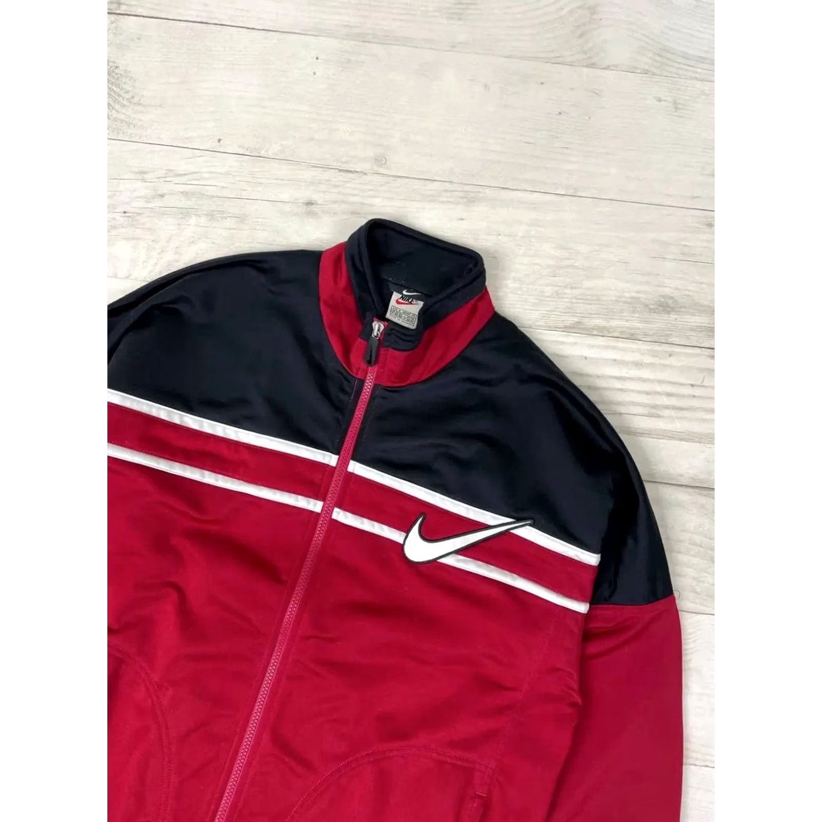 Nike VINTAGE Nike Tracksuit Jacket Nike Tracksuit Pants 90s Mens M Black Red Nike Swoosh 2 Piece Set Vintage 90s Theme Mens Size M Black Red Tracksuit Size 40R - 3 Thumbnail
