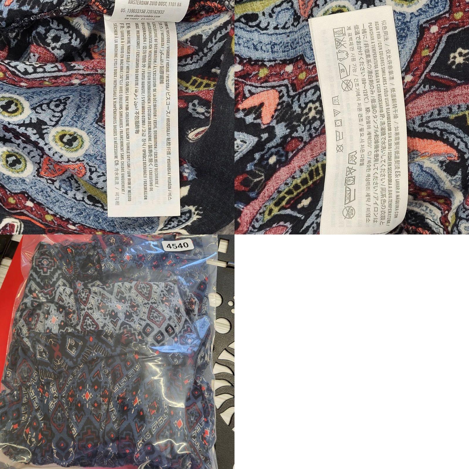 Abercrombie & Fitch Abercrombie & Fitch Dress Medium Blue Paisley Cold Shoulder Long Sleeve Dress Size M / US 6-8 / IT 42-44 - 10 Thumbnail