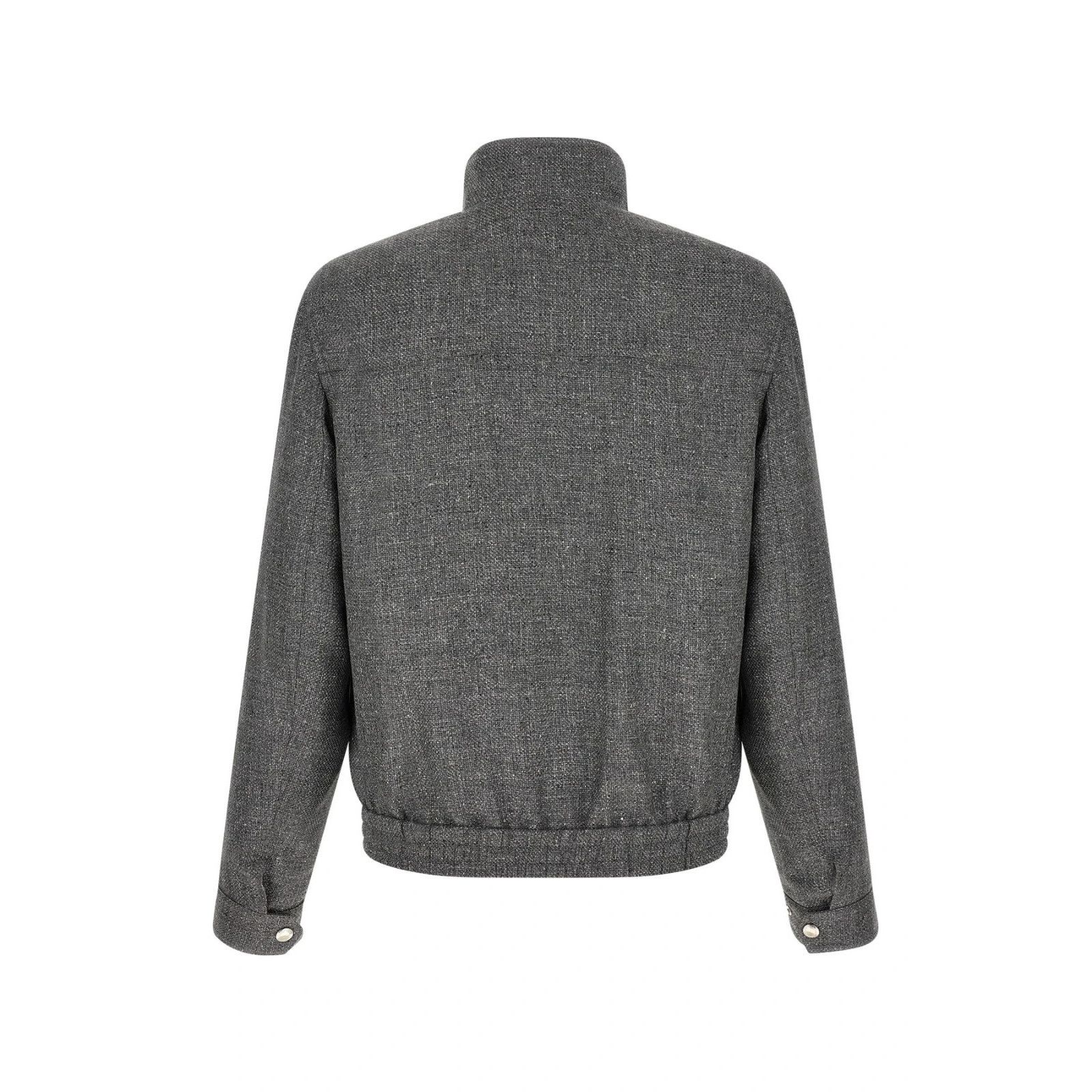 Brunello Cucinelli BRUNELLO CUCINELLI $3900 Medium Gray Hopsack Jacket New & Au Size US XXL / EU 58 / 5 - 2 Thumbnail