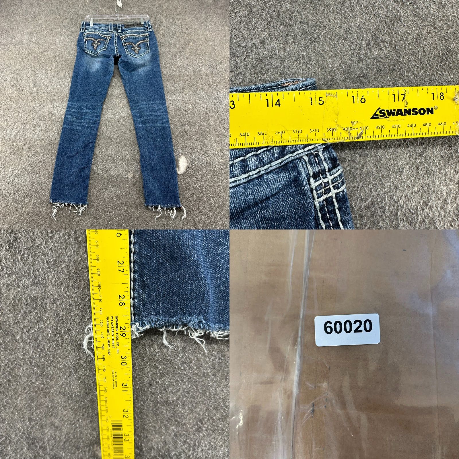 Vintage Rock Revival Jeans Womens 28 Blue Skinny Dark Wash Distressed Button Denim Cotton 29 Inseam Regular Inseam Womens Distressed Skinny Jeans Size 30" / US 8 / IT 44 - 10 Thumbnail