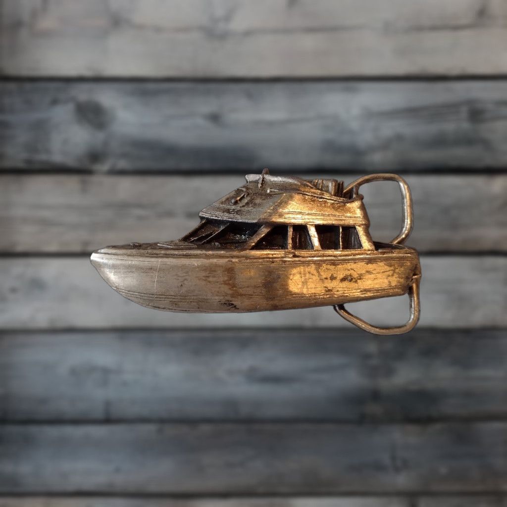 Vintage VINTAGE Bergamot Brass Works Yacht Belt Buckle 1979 Boat Sailing Cruise Silver 1970s Ships Leather Gift Size ONE SIZE - 1 Thumbnail