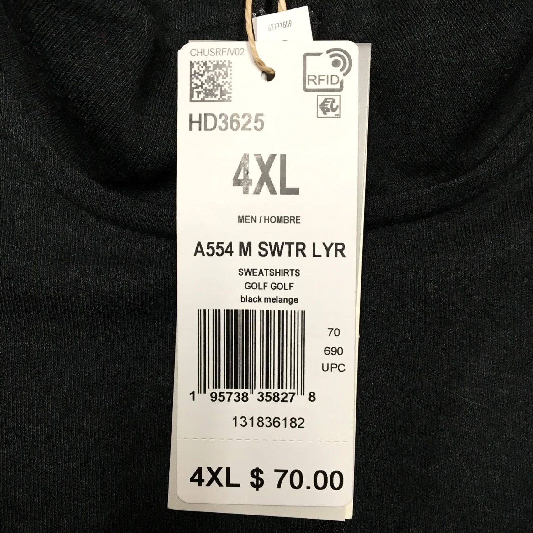 Adidas Adidas Pullover Mens 4XL Black Jackpot Party Golf Quarter Zip Sweatshirt HD3625 Size US XXL / EU 58 / 5 - 6 Thumbnail