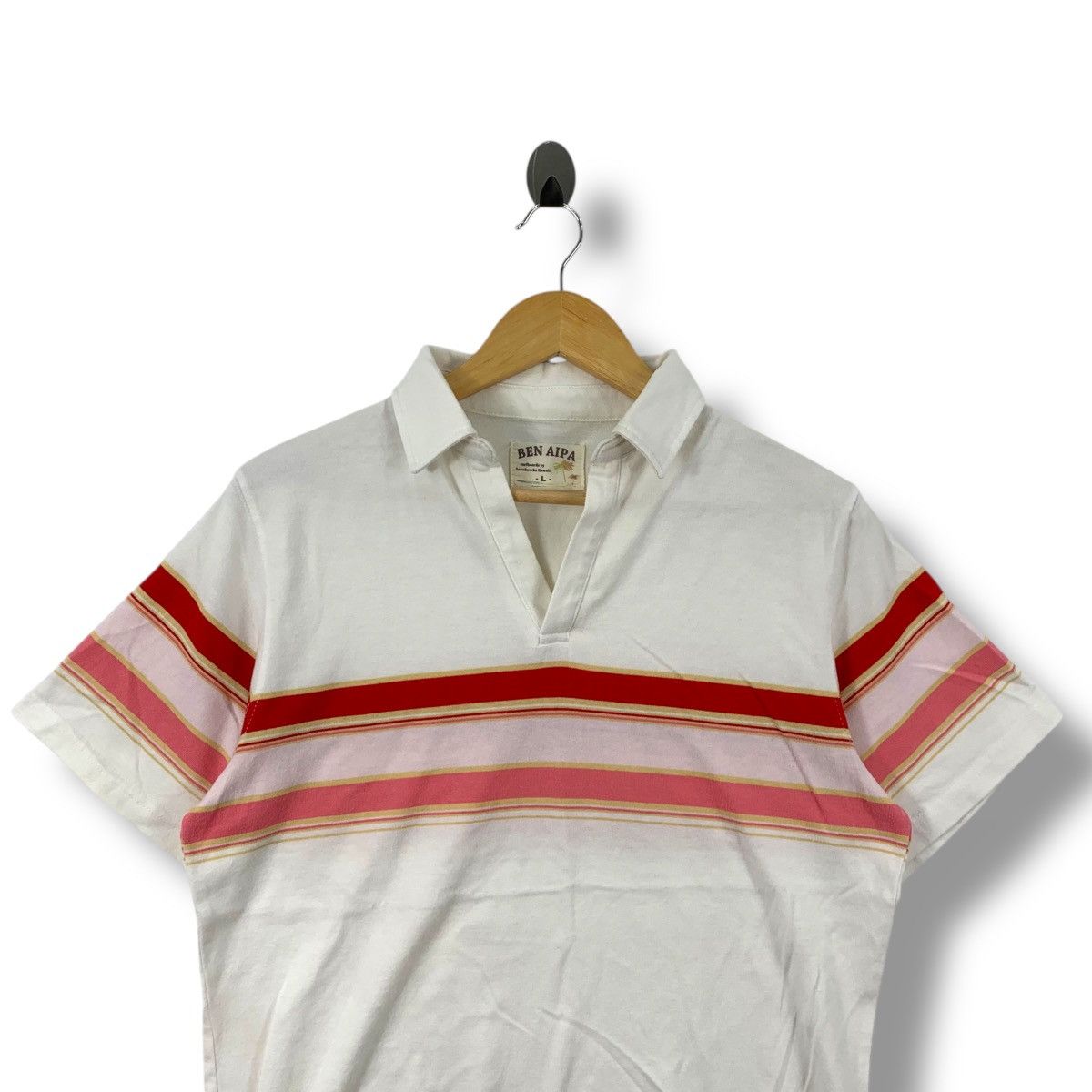 Vintage Vintage BEN AIPA Surfwear Striped Hawaiian Polo Shirt Large Size US L / EU 52-54 / 3 - 2 Thumbnail