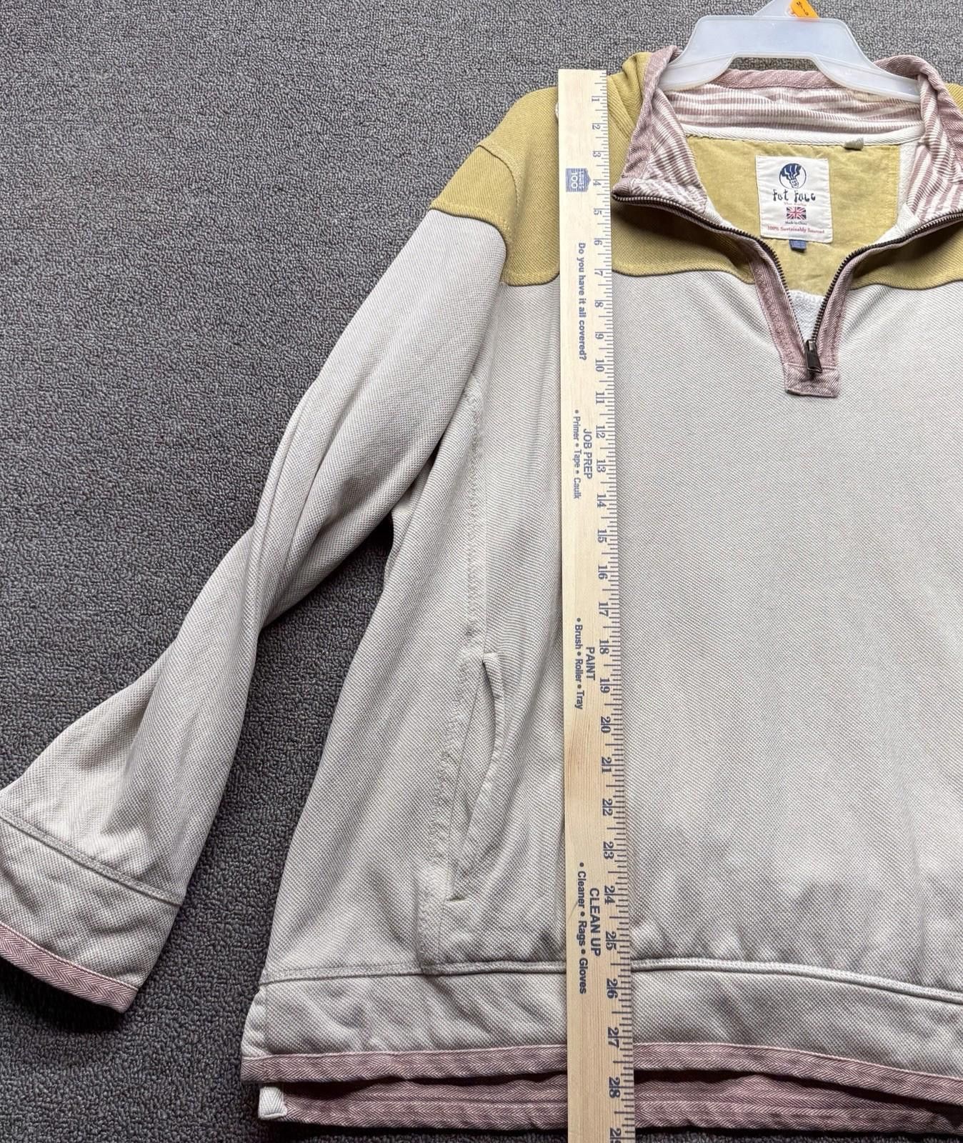 FatFace Fat Face Airlie Men's 1/4 Zip Pullover Ivory Mustard Pink 16 Size US L / EU 52-54 / 3 - 6 Thumbnail