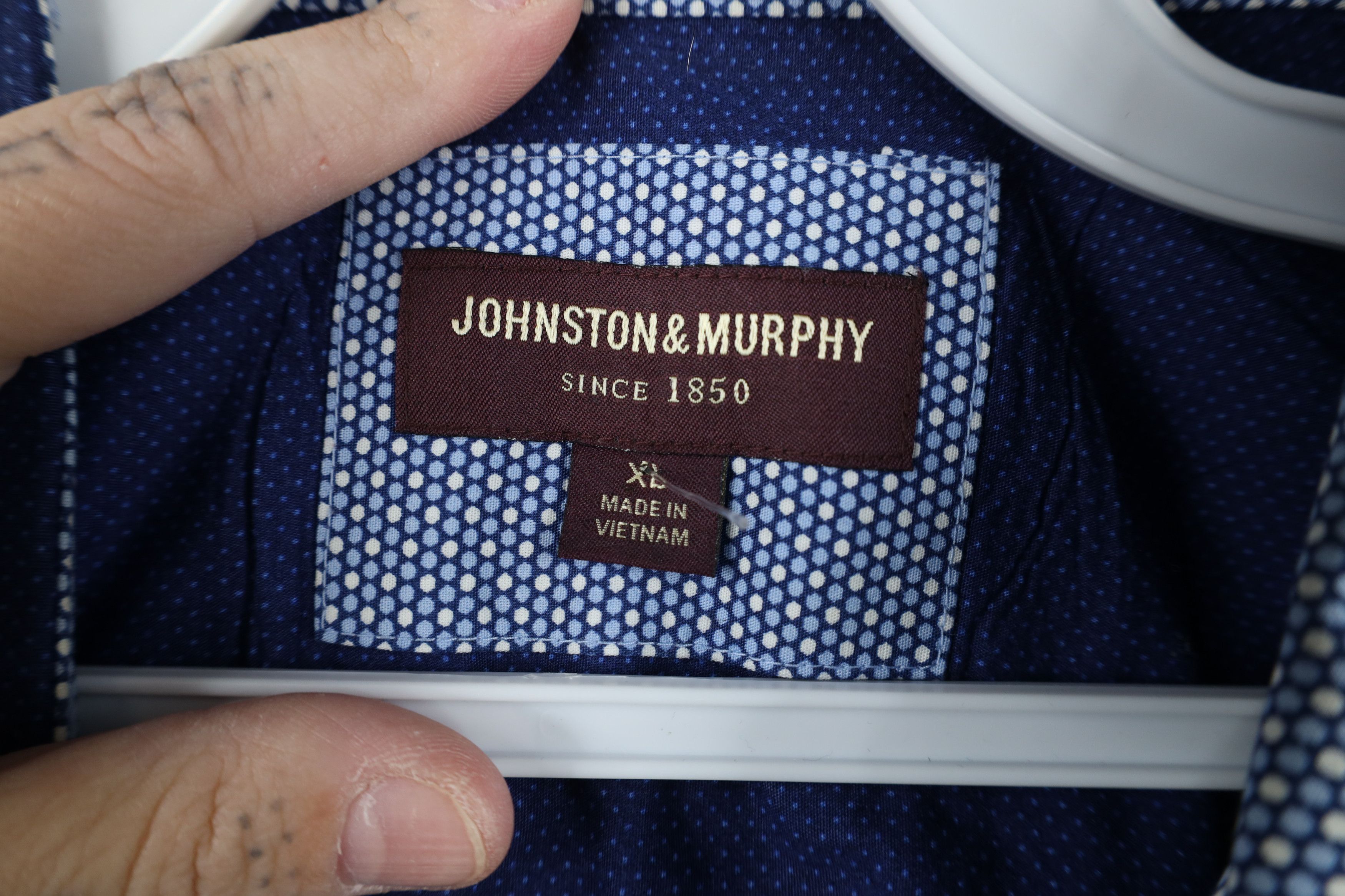 Johnston & Murphy Johnston & Murphy Collared Button Shirt Blue Cotton Size US XL / EU 56 / 4 - 11 Thumbnail