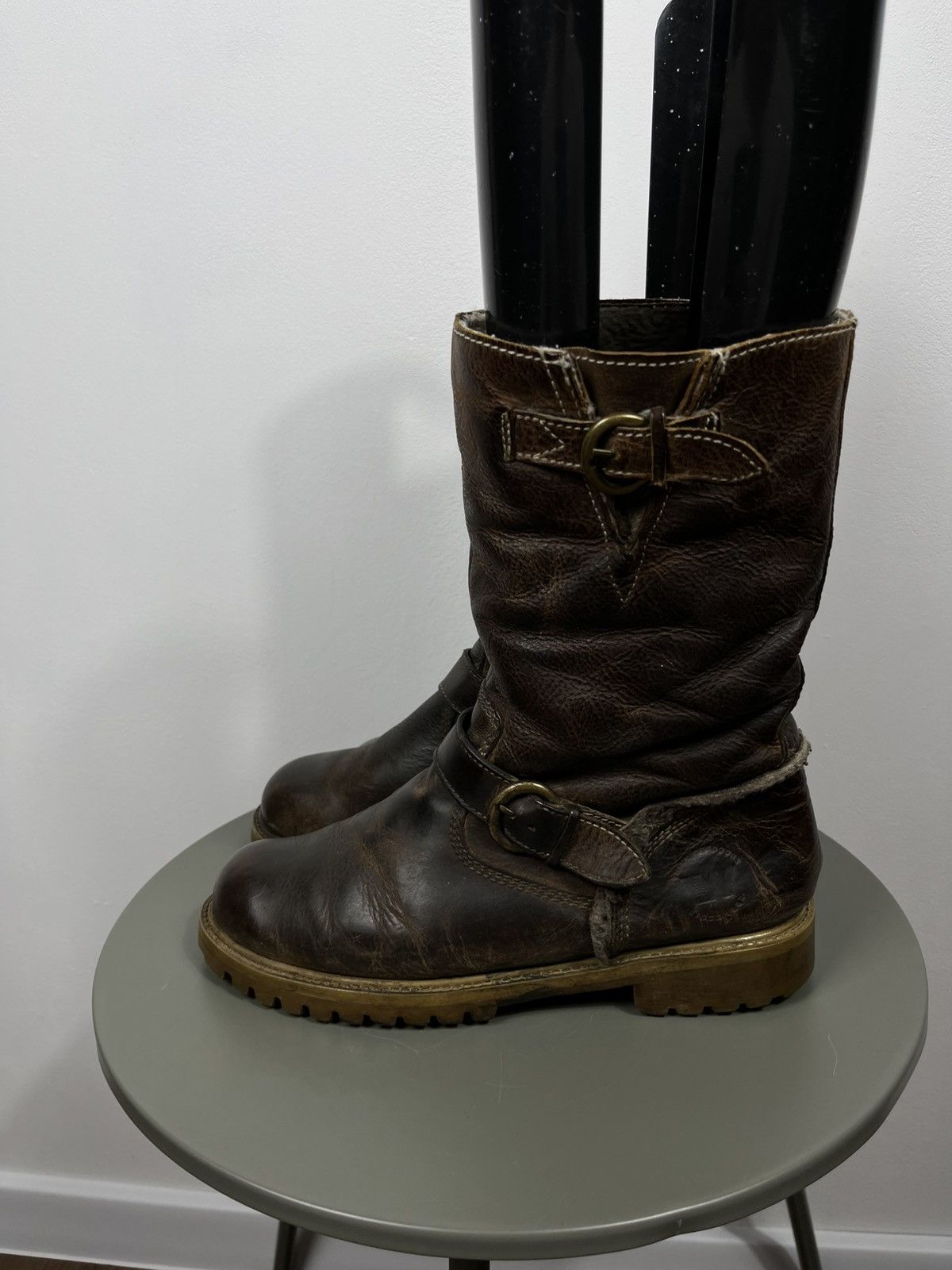 Other Avant Garde Distressed Leather Biker Boots EU 41 Brown Size US 8 / EU 41 - 4 Thumbnail