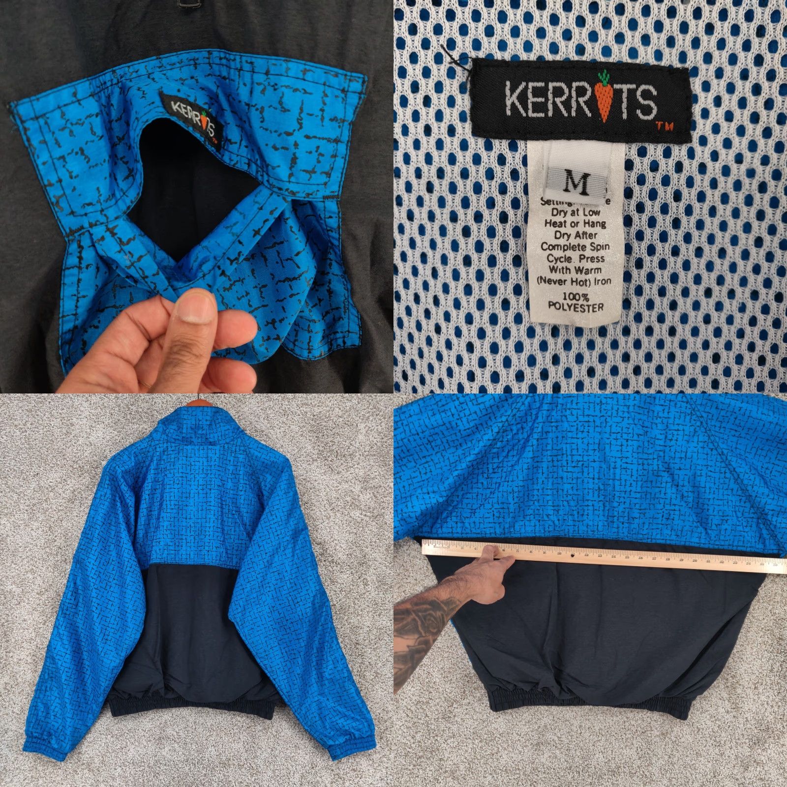 Vintage Kerrits Jacket Womens Medium Blue Geometric Half Zip Windbreaker Pullover Anorak Size M / US 6-8 / IT 42-44 - 8 Thumbnail