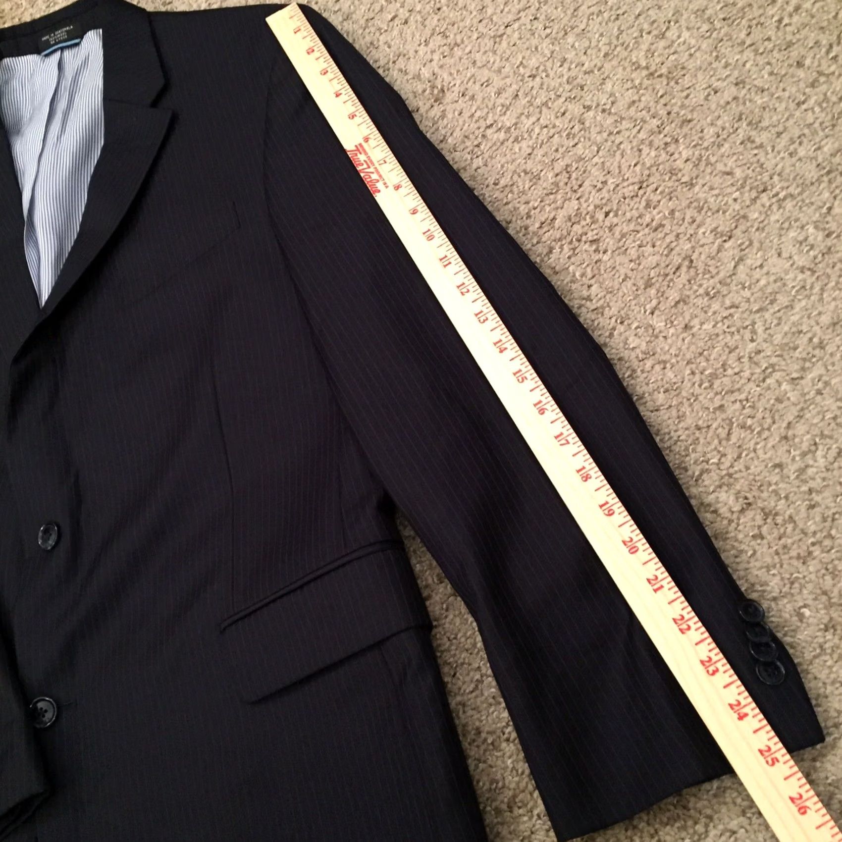 Tommy Hilfiger Tommy Hilfiger Blazer Mens 44 Reg Blue Wool Pinstripe Notch Lapel Striped Two-Button 2 Piece Regular Jacket Coat Size 44R - 6 Thumbnail