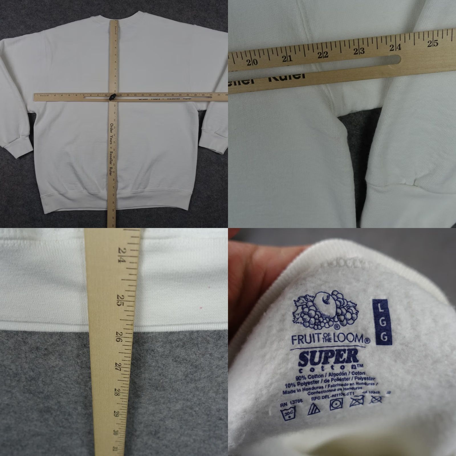 Fruit Of The Loom Fruit of The Loom Sweatshirt Mens Large White Fleece Pullover Blank 90s Crew Neck Pullover 90s Mens L White Size US L / EU 52-54 / 3 - 8 Thumbnail