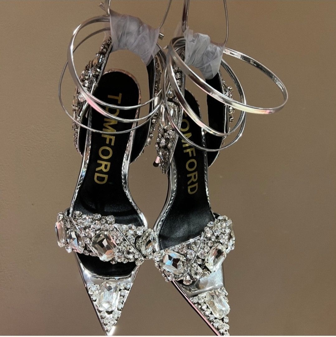 Tom Ford TOM FORD Runway Mirror Crystal Ankle Wrap Sandals Sz 41 Size US 11 / IT 41 - 1 Thumbnail