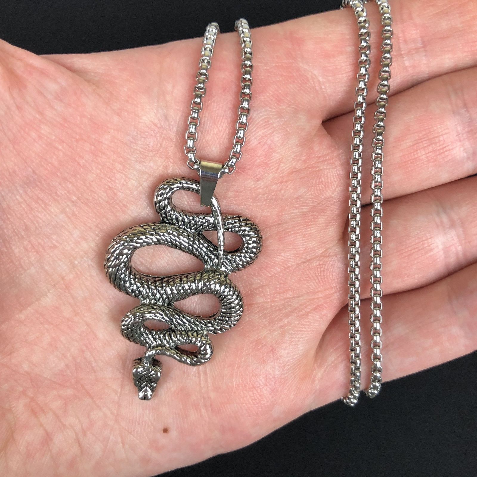 Jewelry Snake Pendant Necklace Y2K Gothic Punk Chain Size ONE SIZE - 5 Thumbnail