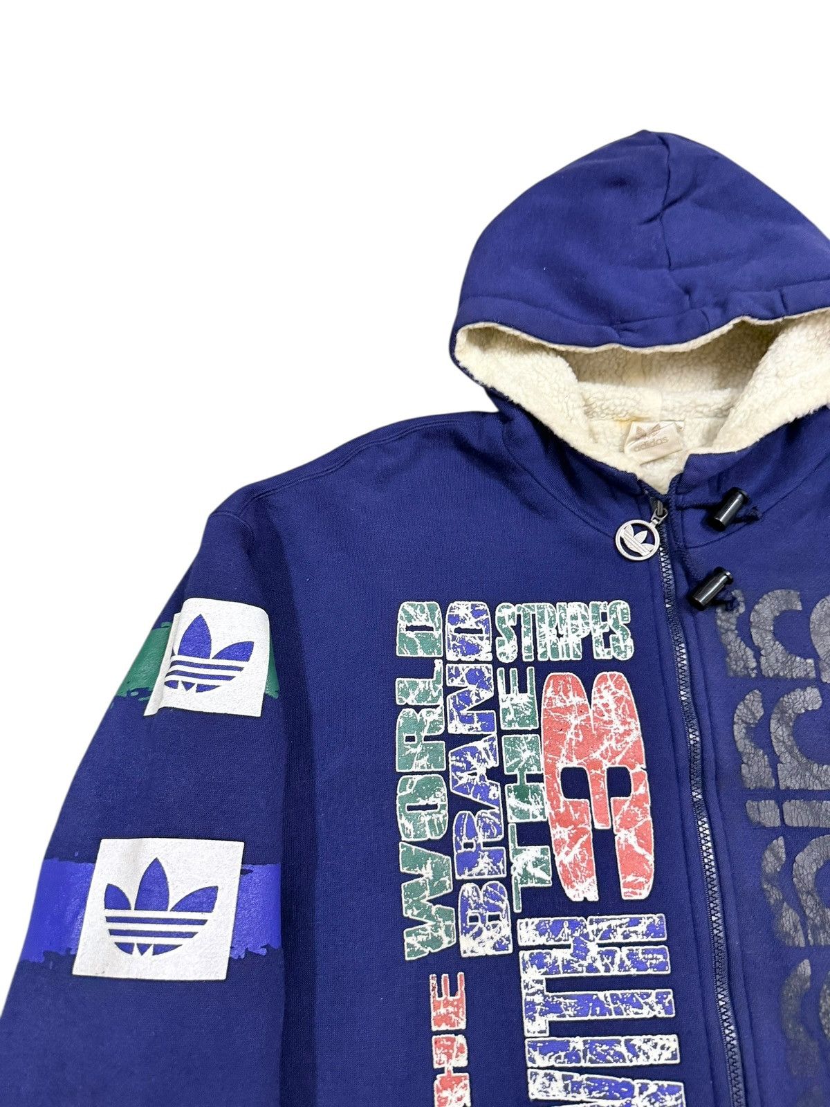 Adidas Vtg🔥90’s Adidas Ovp Logo Zipper Hoddie Sherpa Linning Jacket Size US M / EU 48-50 / 2 - 9 Thumbnail