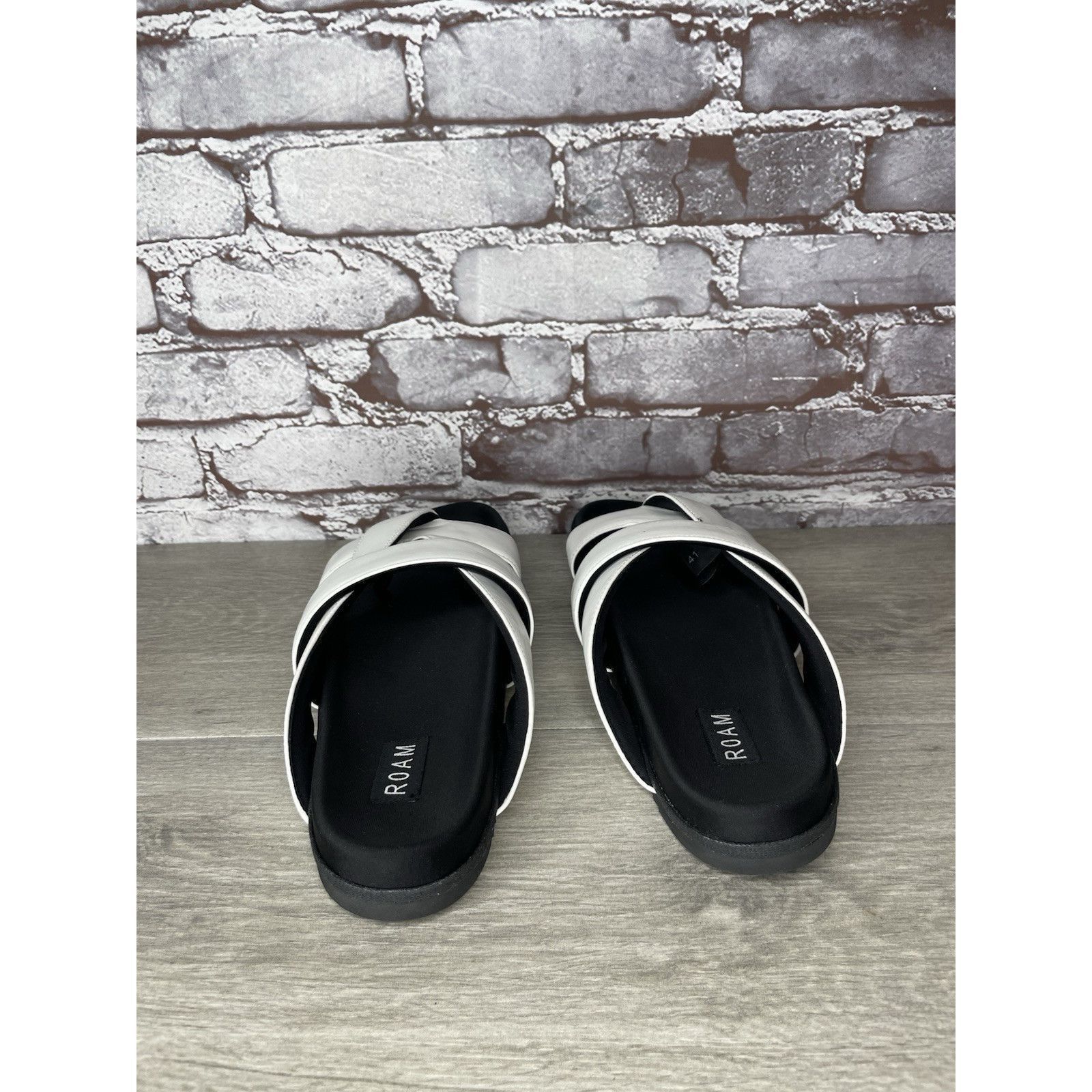 ROA Roam White Leather Ribbon Open Toe Straps Slides Sandals Wom Size US 10.5 / IT 40.5 - 5 Thumbnail