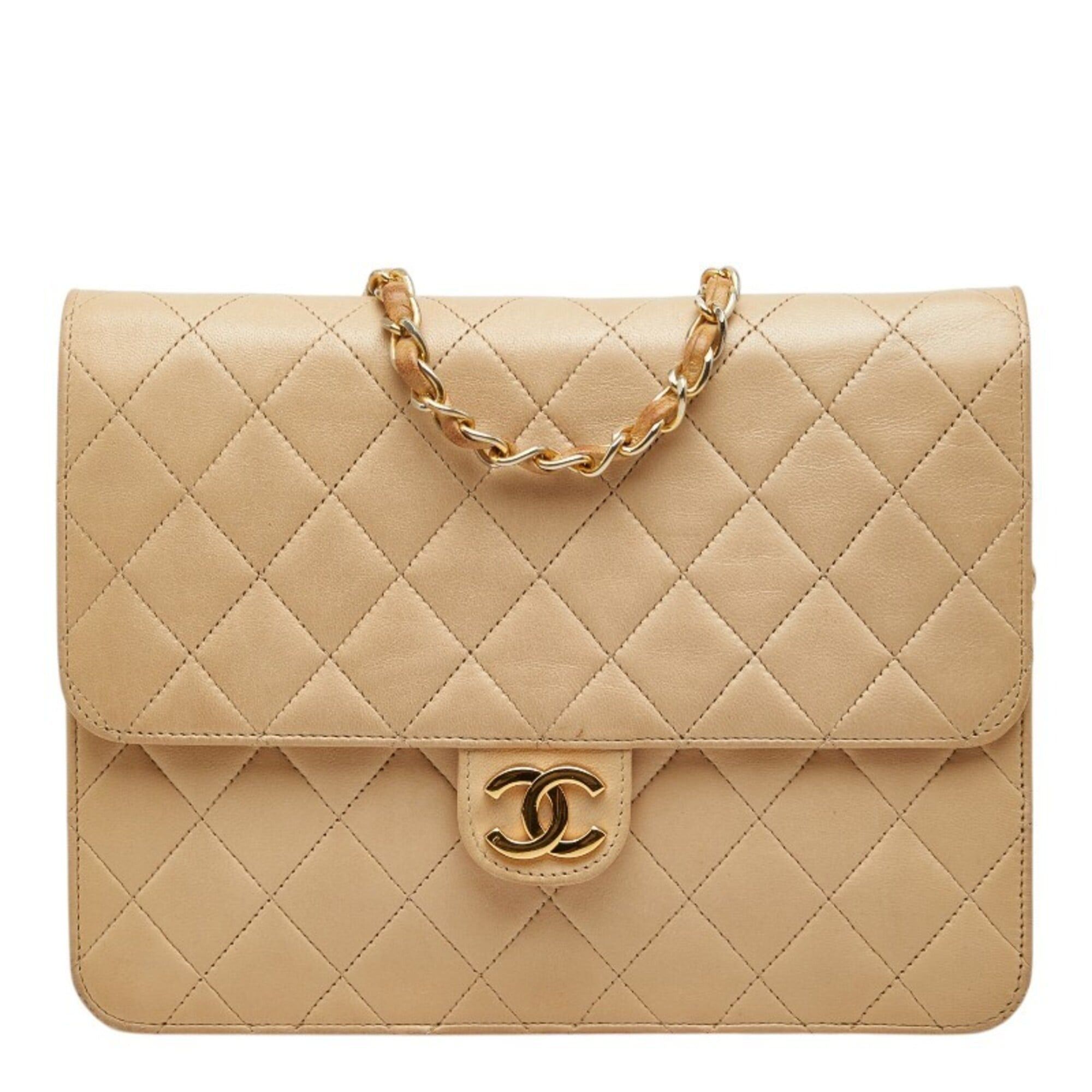 Chanel Chanel Coco Mark Matelassé Chain Shoulder Bag, Beige Leather, Women's CHANEL Size ONE SIZE - 1 Thumbnail