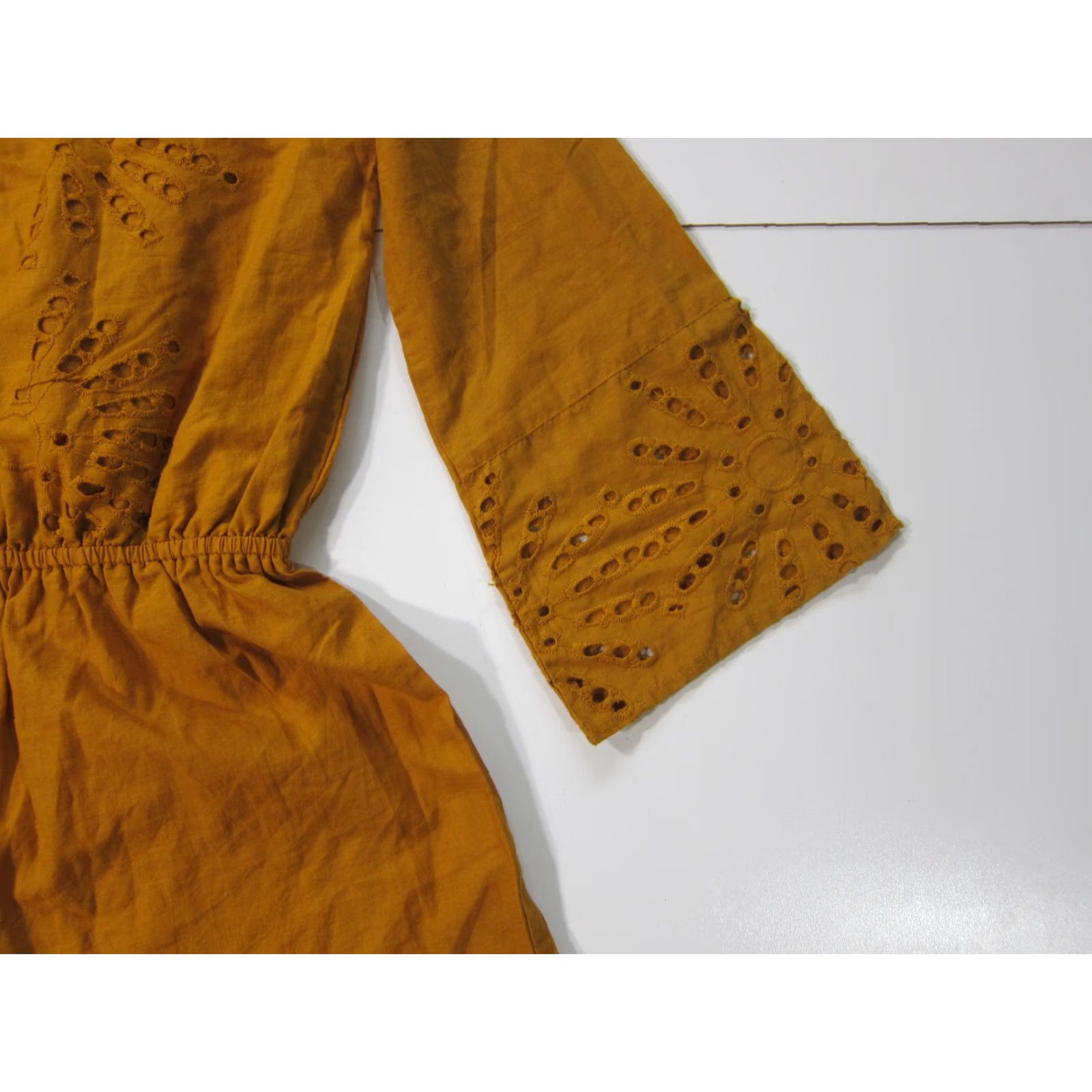 Vintage Rebellion Again Romper Shorts XS 100% Cotton Orange Yellow Embroidered Women One-Piece Size XS / US 0-2 / IT 36-38 - 6 Thumbnail