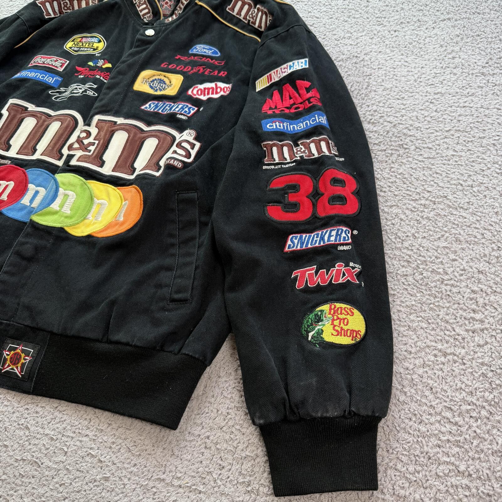JH Design Vintage Y2K Elliott Sadler #38 M&M’s NASCAR Jacket Black L Size US L / EU 52-54 / 3 - 7 Thumbnail