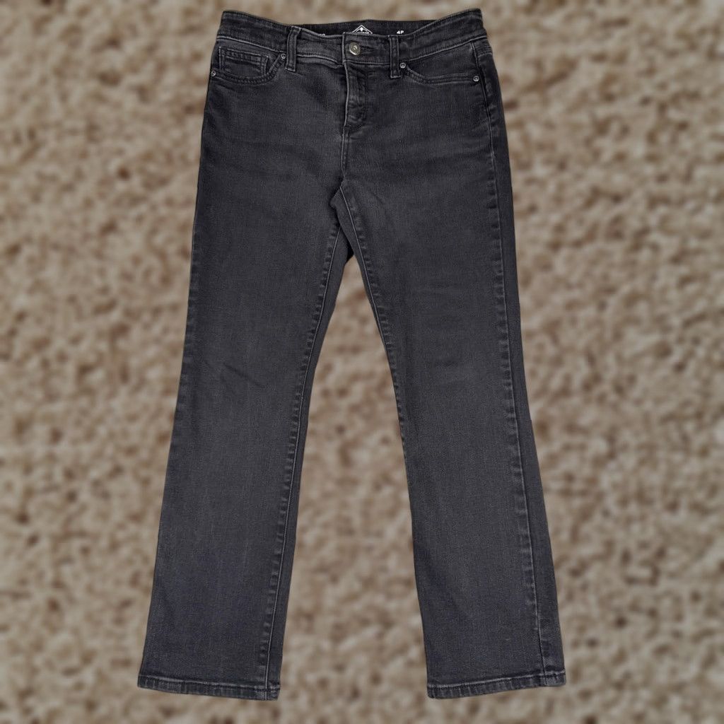 Vintage St. John's Bay Jeans Womens 4P Black Denim Straight Leg Petite Casual 5-Pocket Size 27" / US 4 / IT 40 - 1 Thumbnail