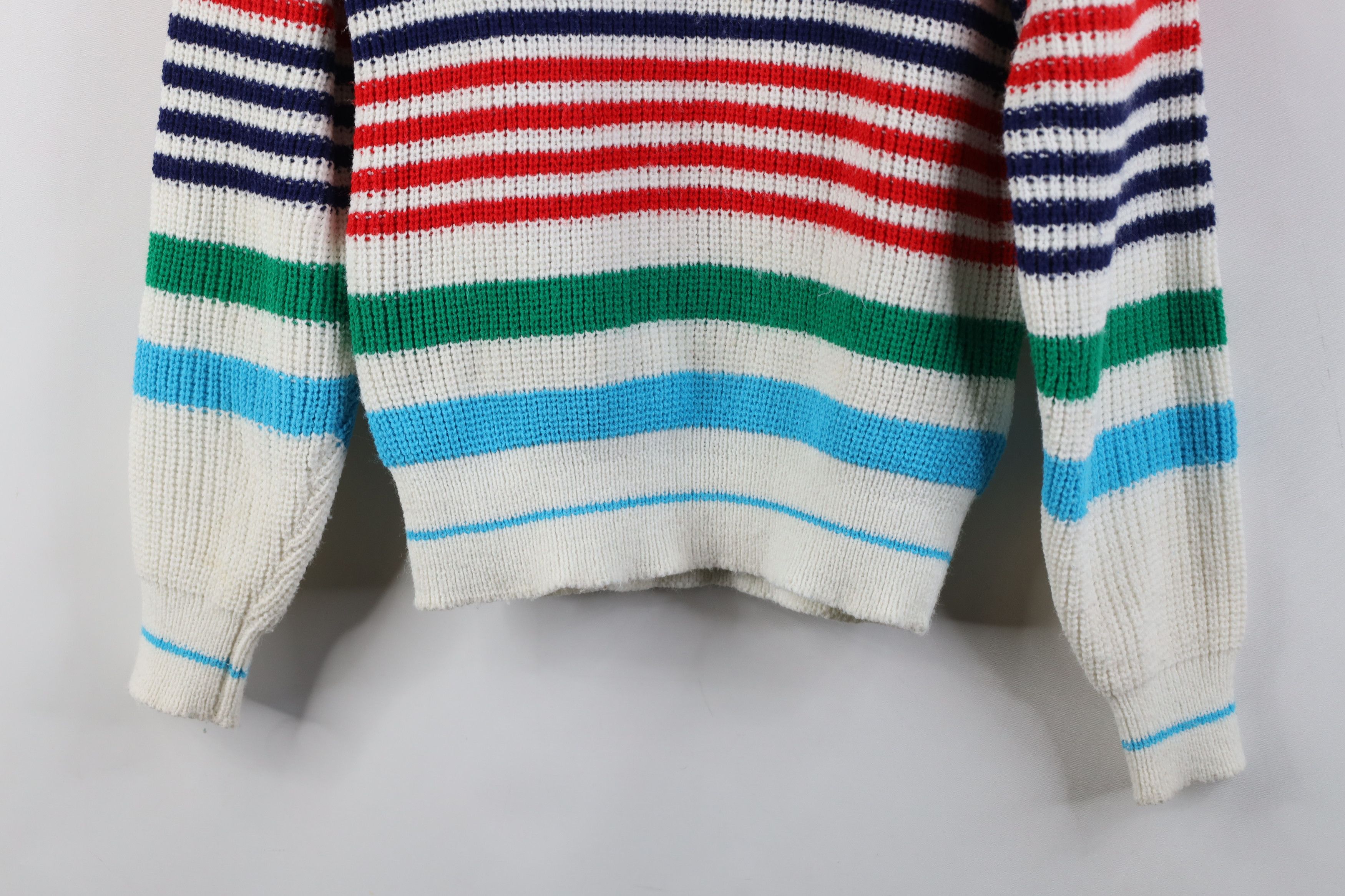Vintage Vintage 70s Streetwear Block Ribbed Knit V-Neck Sweater Size M / US 6-8 / IT 42-44 - 3 Thumbnail