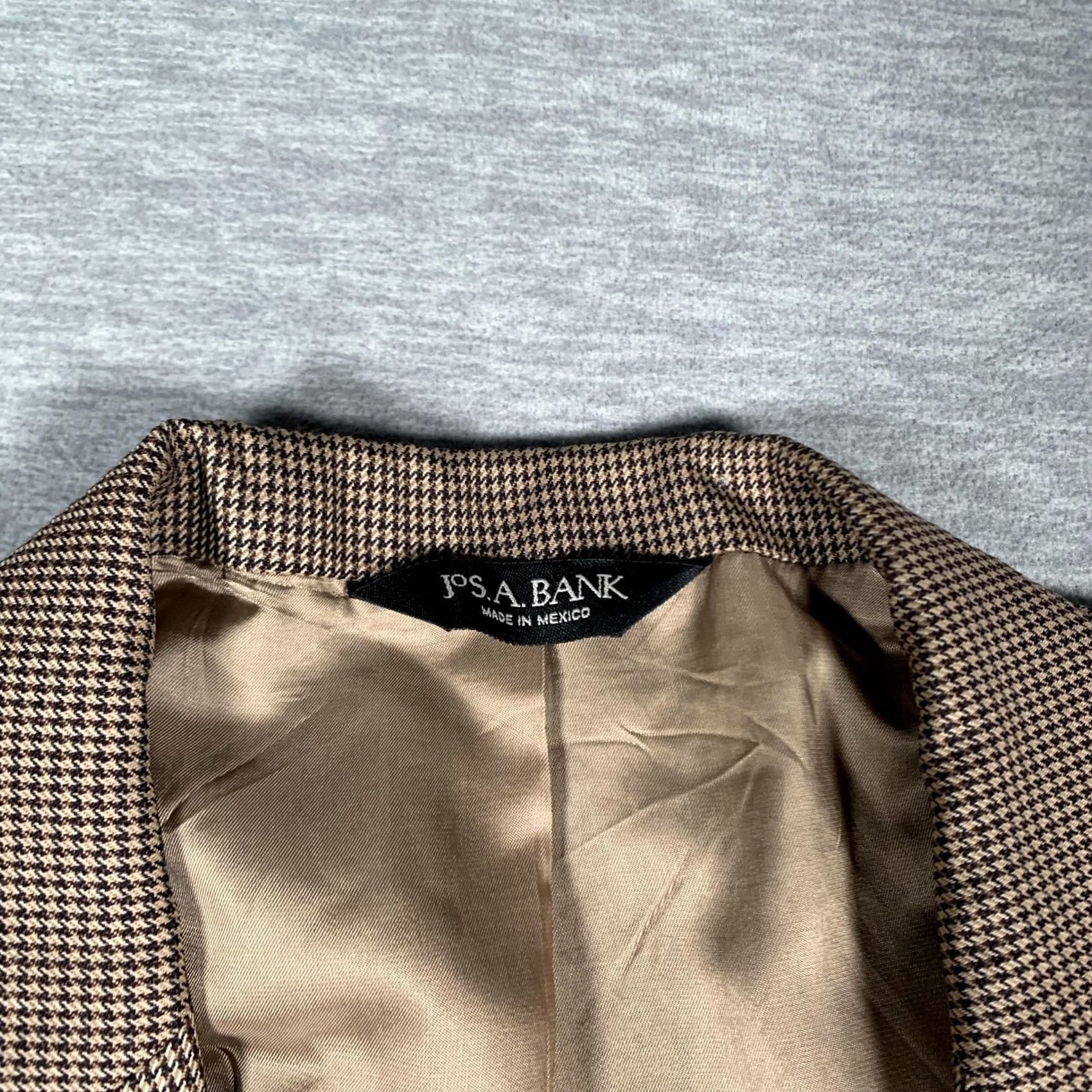Jos. A. Bank Jos A Bank Mens 46 XL Brown Wool Houndstooth Sport Coat Jacket Signature Size US S / EU 44-46 / 1 - 5 Thumbnail